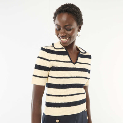 Pull rayé sans manches col polo BEIGE