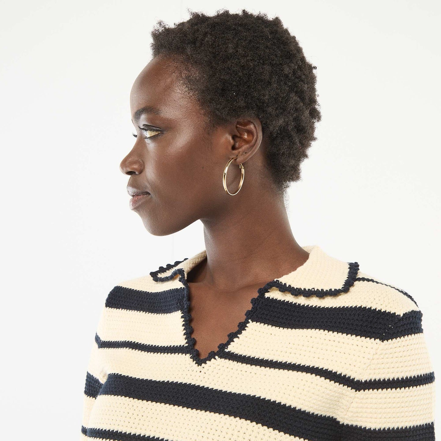 Pull rayé sans manches col polo BEIGE