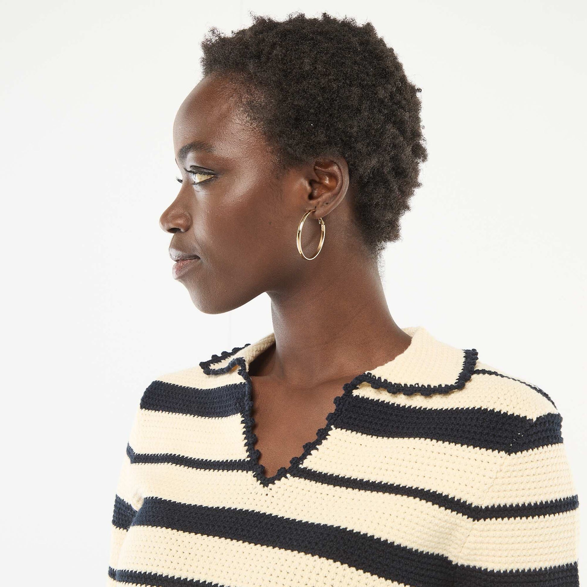 Pull rayé sans manches col polo BEIGE