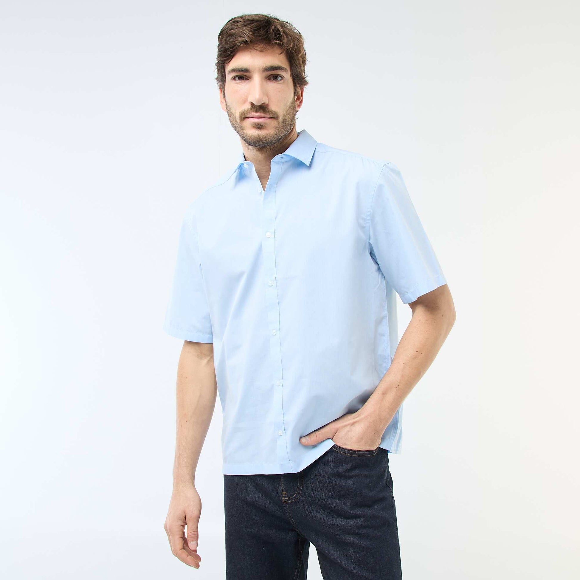 Chemise en popeline BLEU