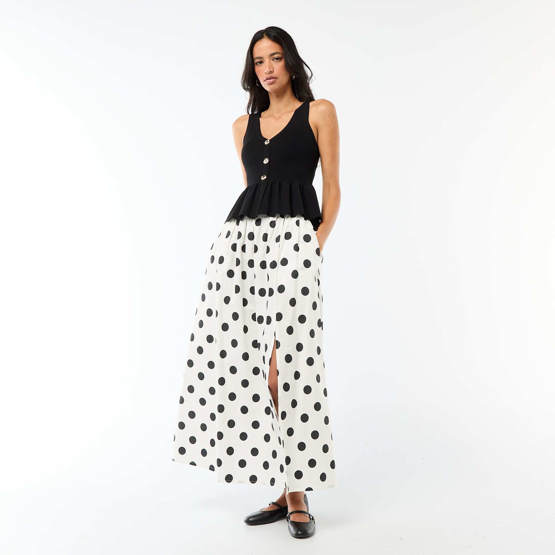 Gilet en maille fine jauge ouverture boutonnée NOIR