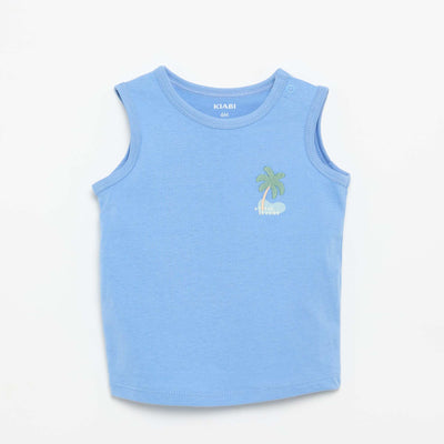 Débardeur avec patch à la poitrine BLEU
