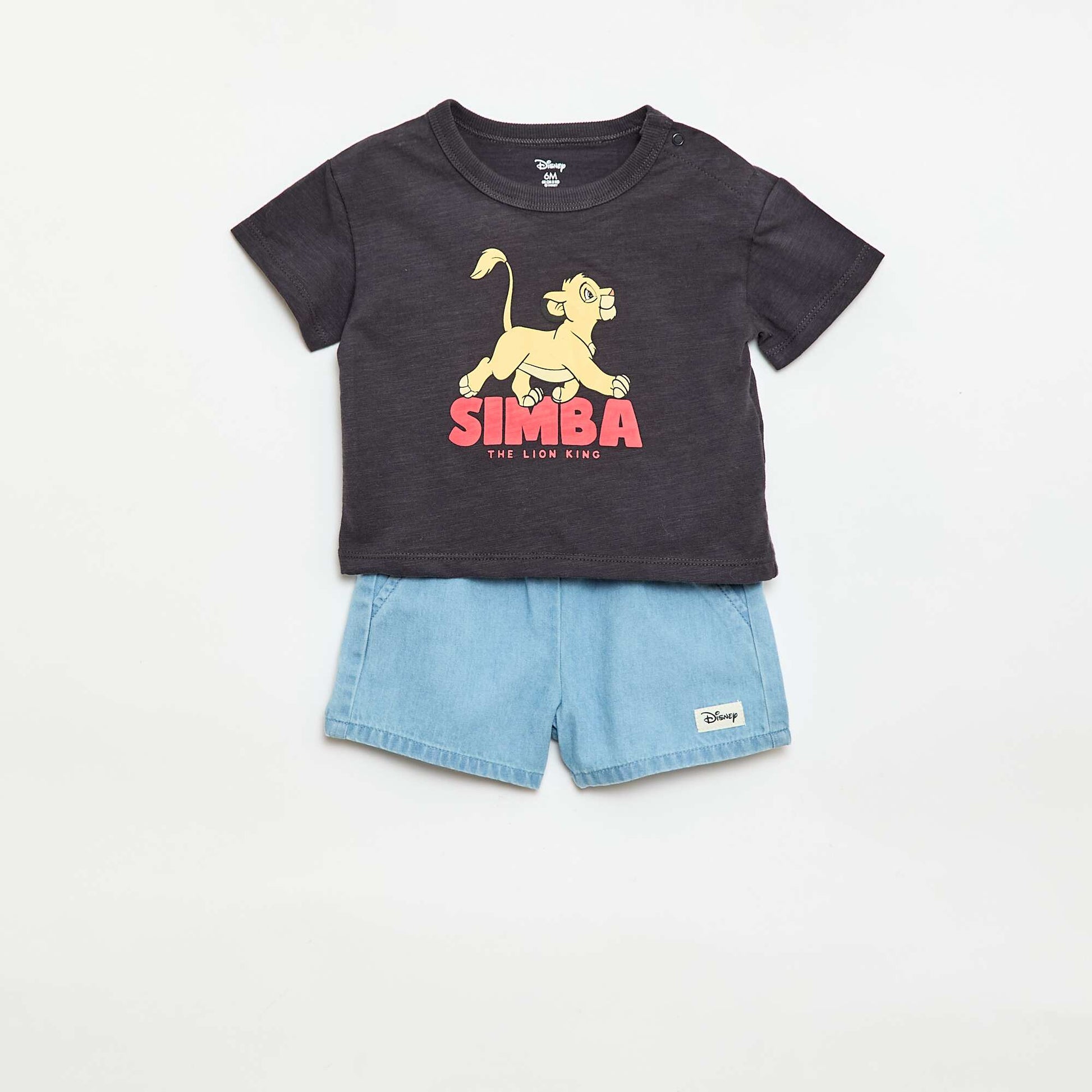 Ensemble court t-shirt + short 'Simba' - 2 pièces NOIR