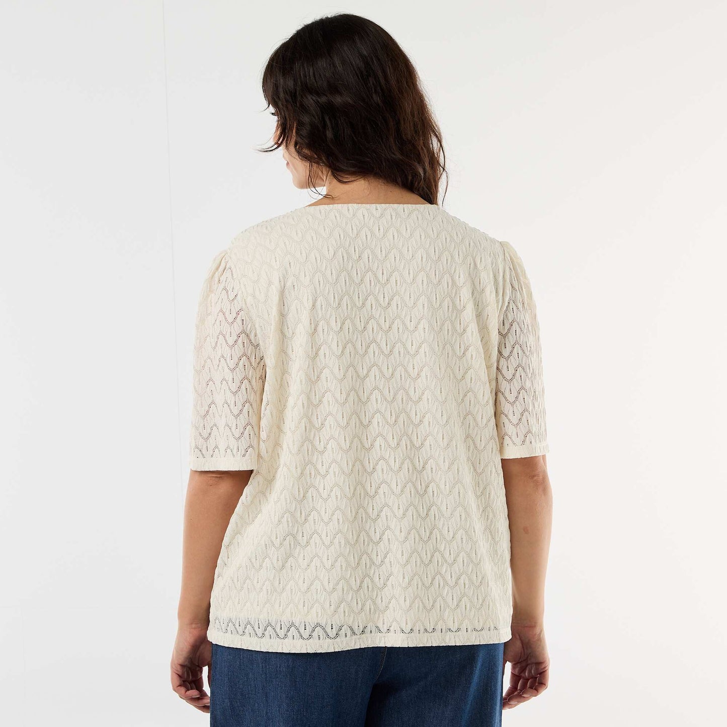 Tee-shirt en dentelle ajourée BEIGE