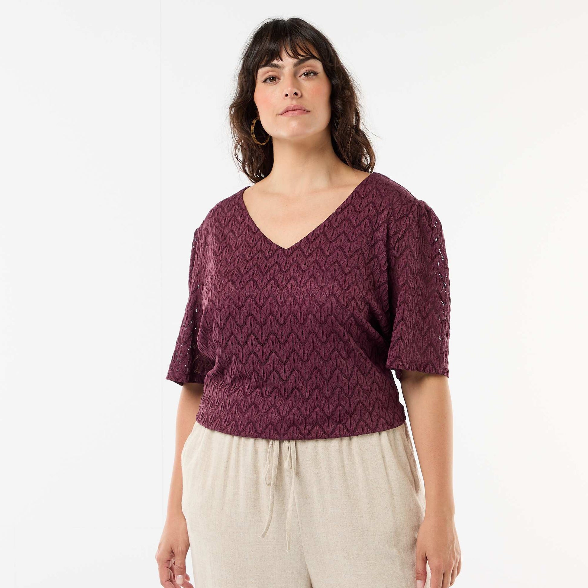 Tee-shirt en dentelle ajourée BORDEAUX
