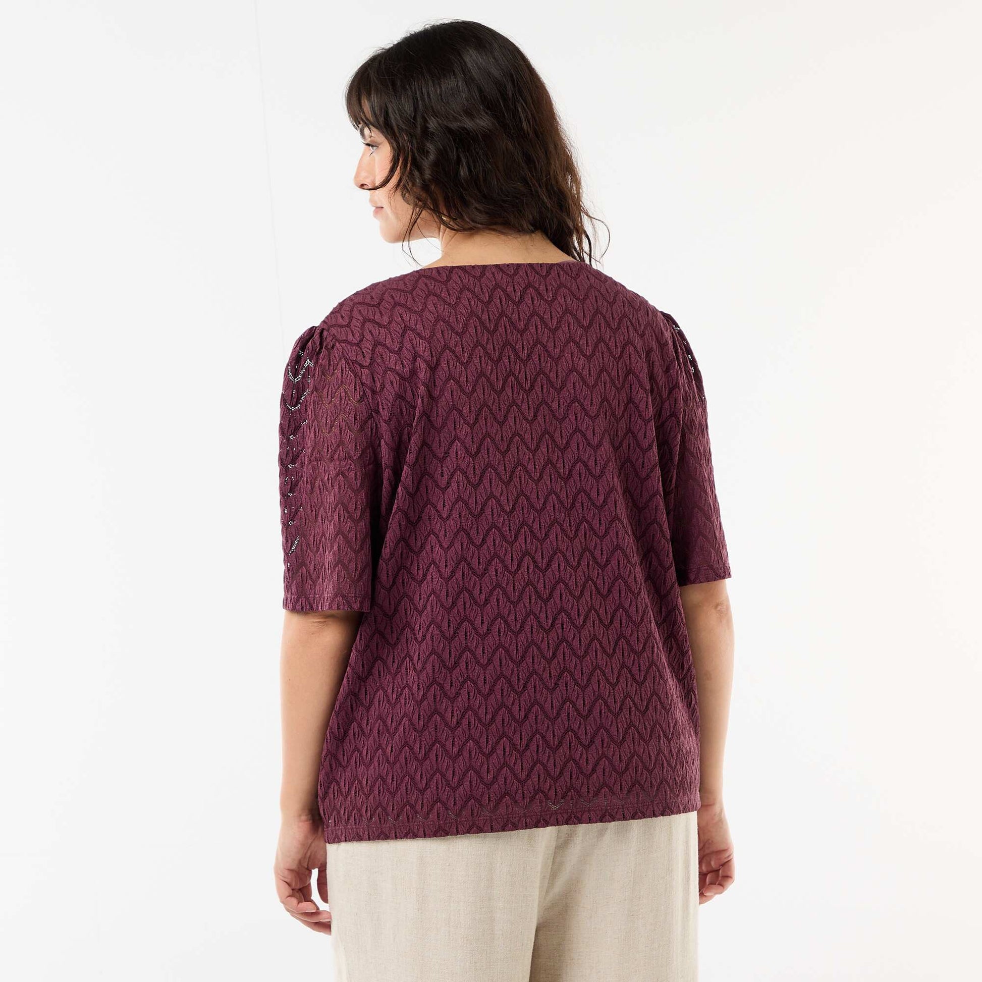 Tee-shirt en dentelle ajourée BORDEAUX