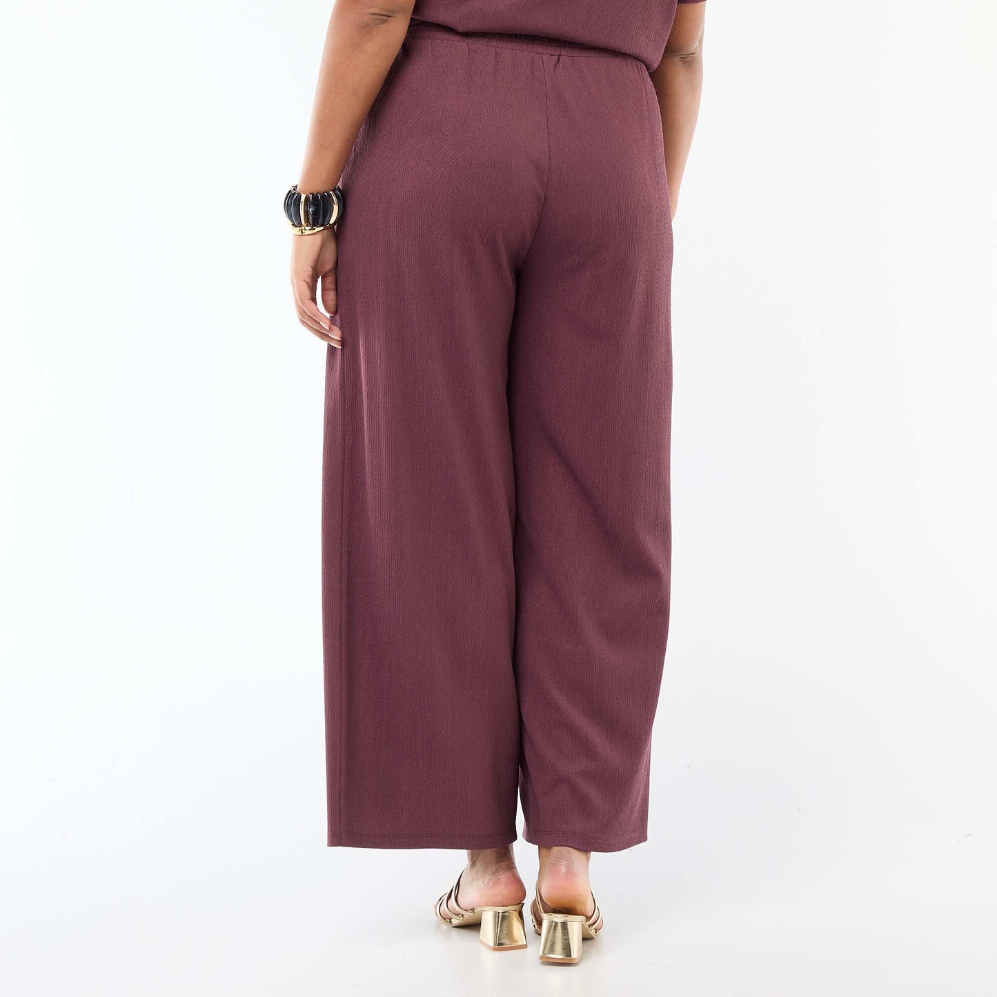 Pantalon large en maille gaufrée ROSE