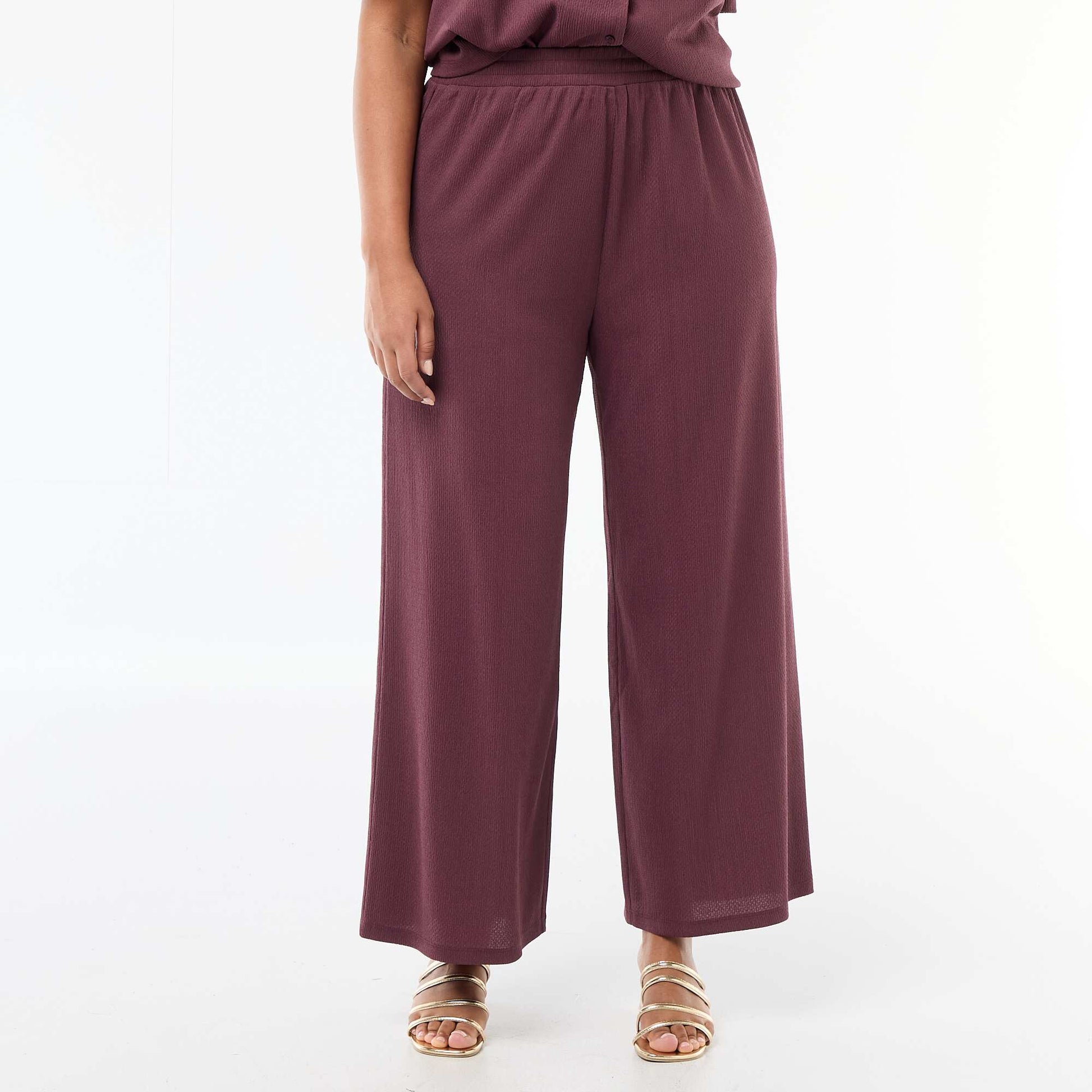 Pantalon large en maille gaufrée ROSE