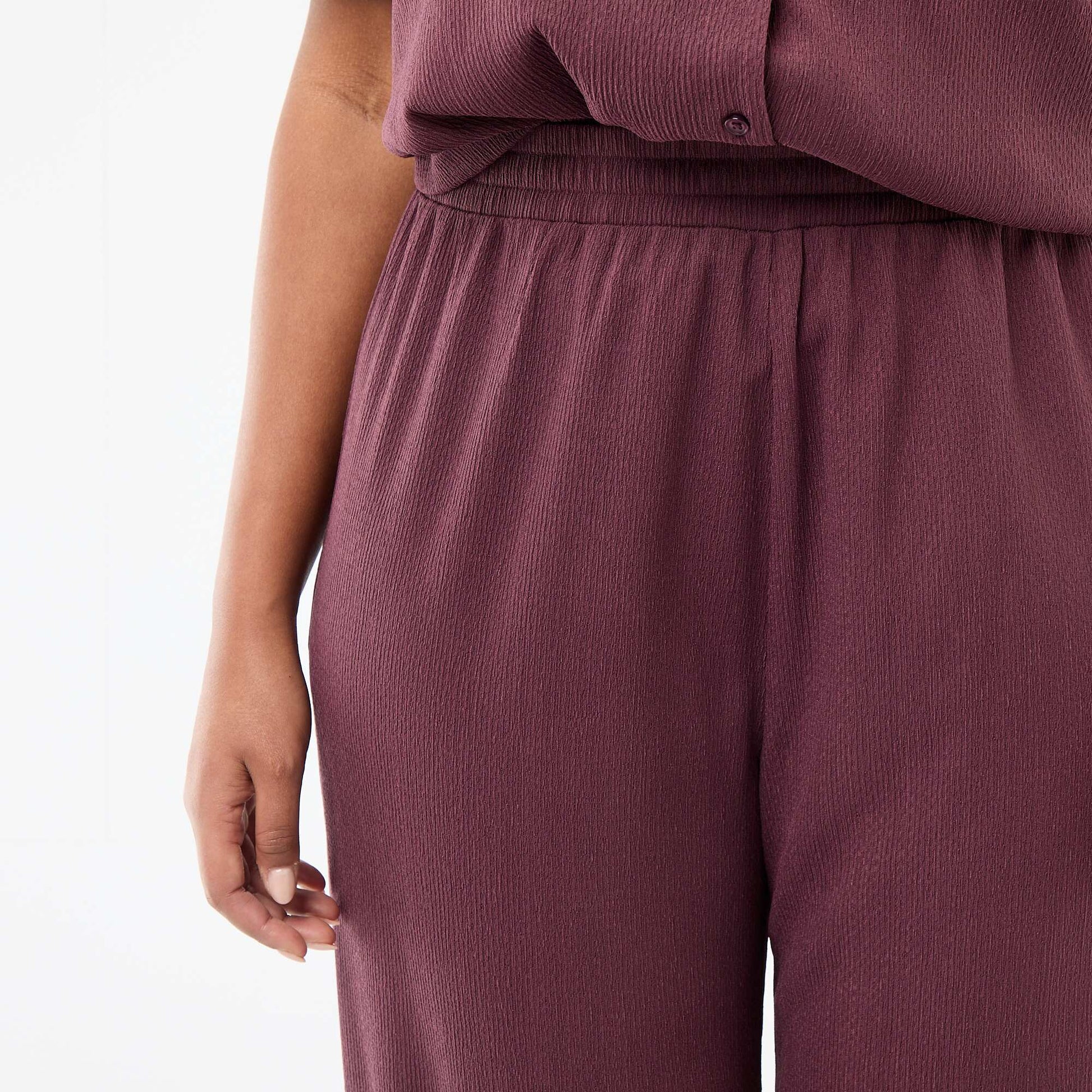Pantalon large en maille gaufrée ROSE