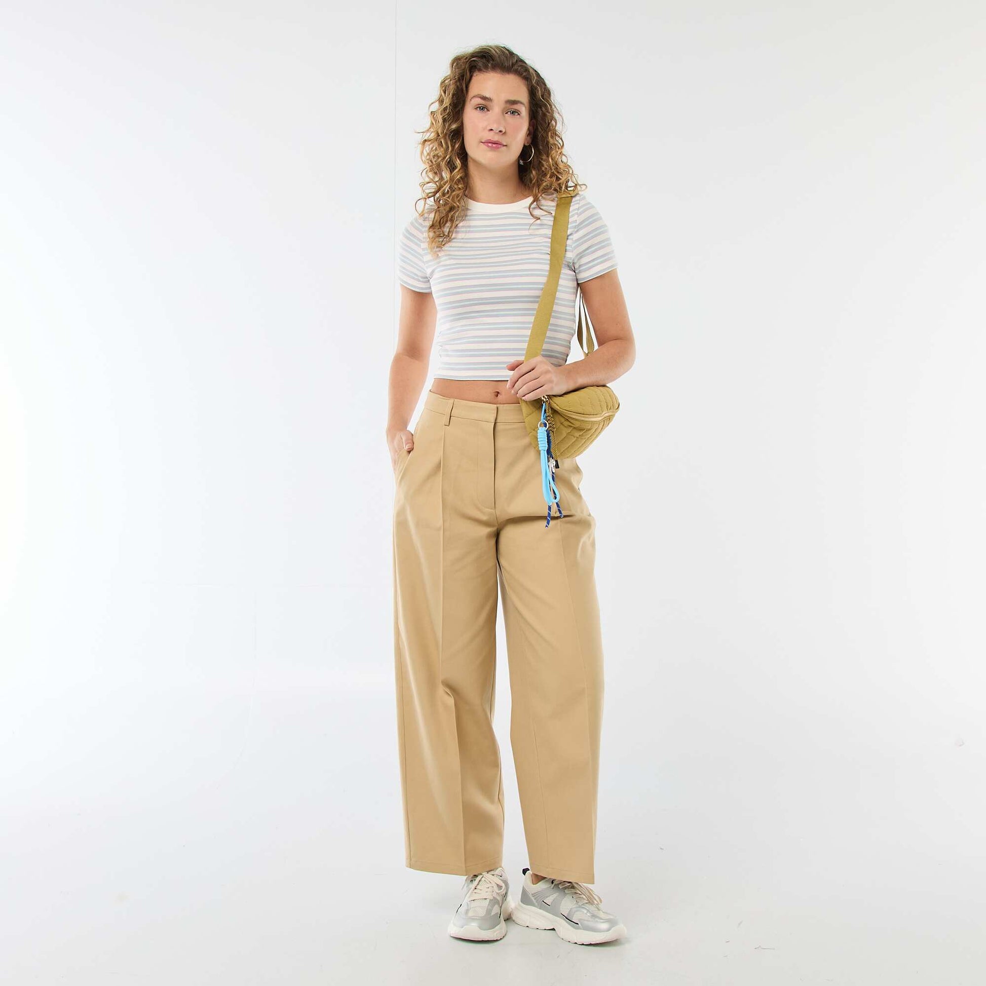 Pantalon large à pinces BEIGE