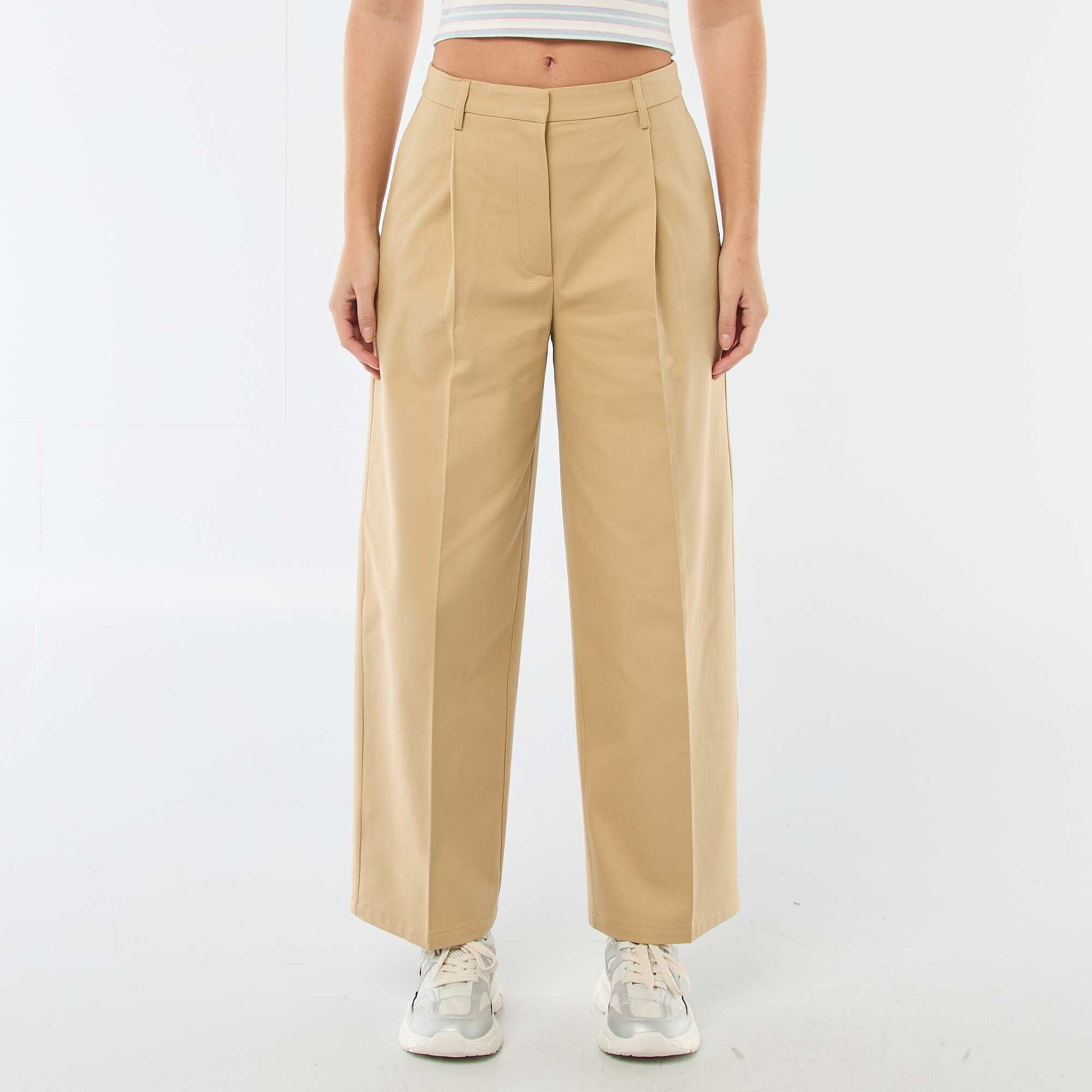 Pantalon large à pinces BEIGE