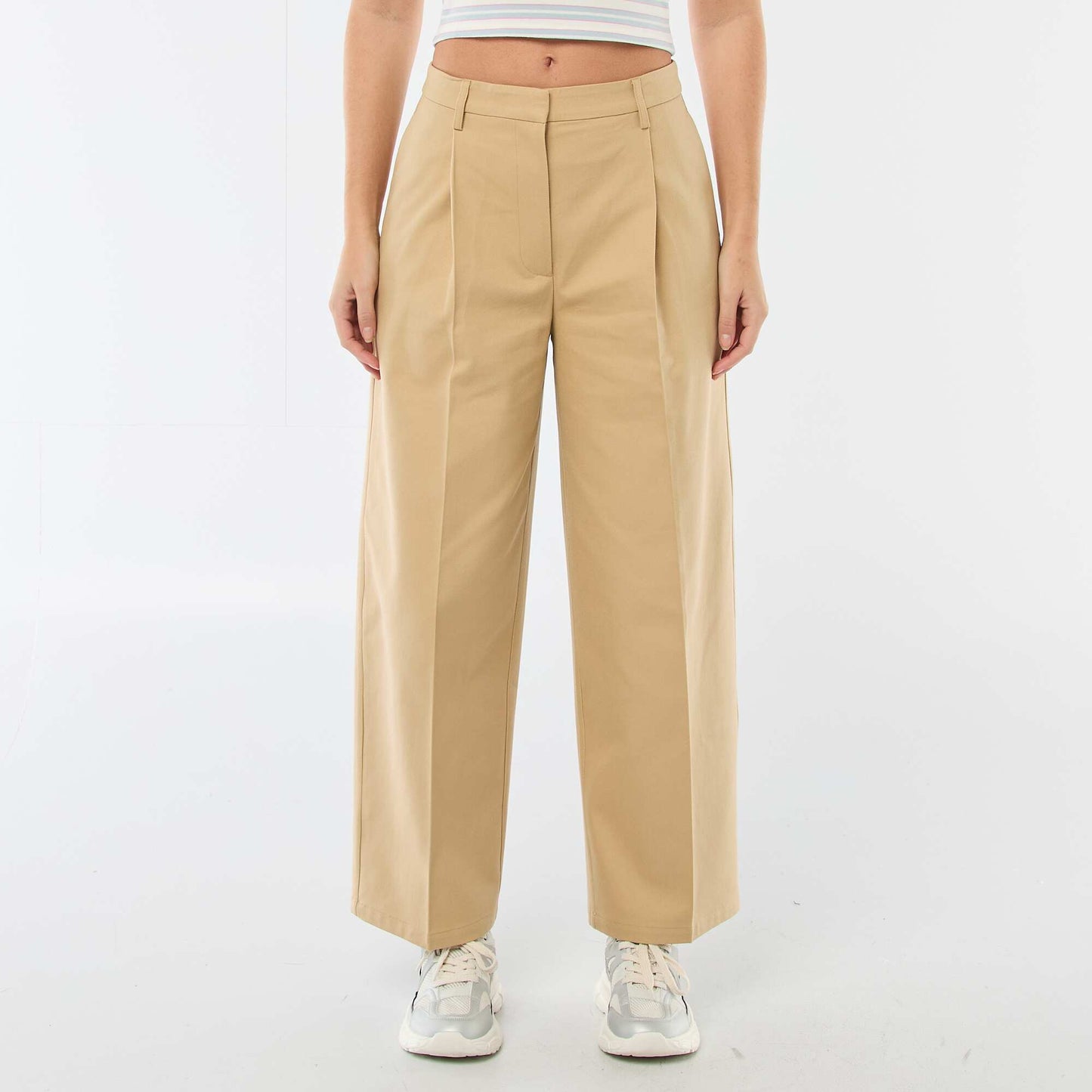 Pantalon large à pinces BEIGE