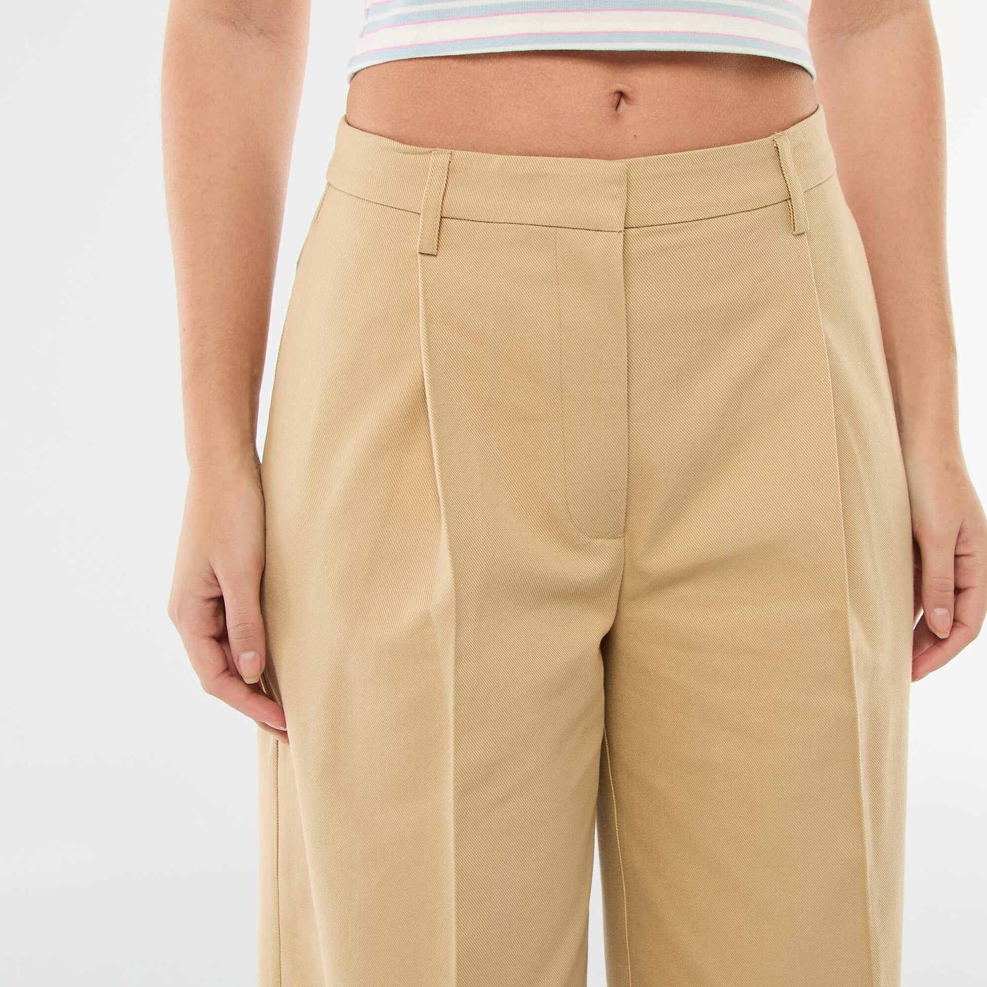 Pantalon large à pinces BEIGE