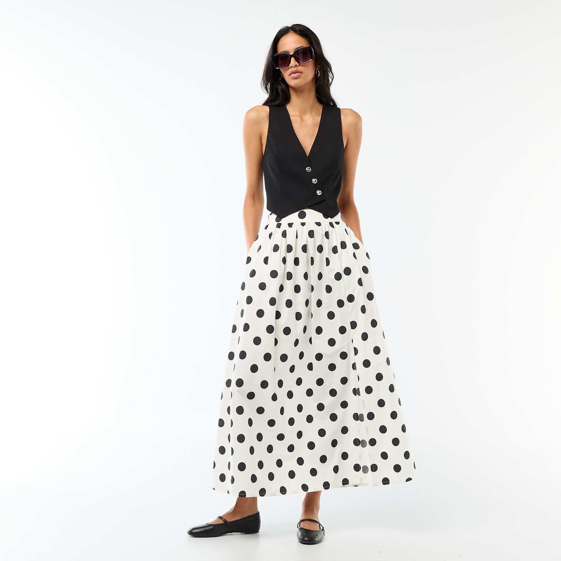 Gilet de costume avec ouverture boutonnée asymétrique NOIR