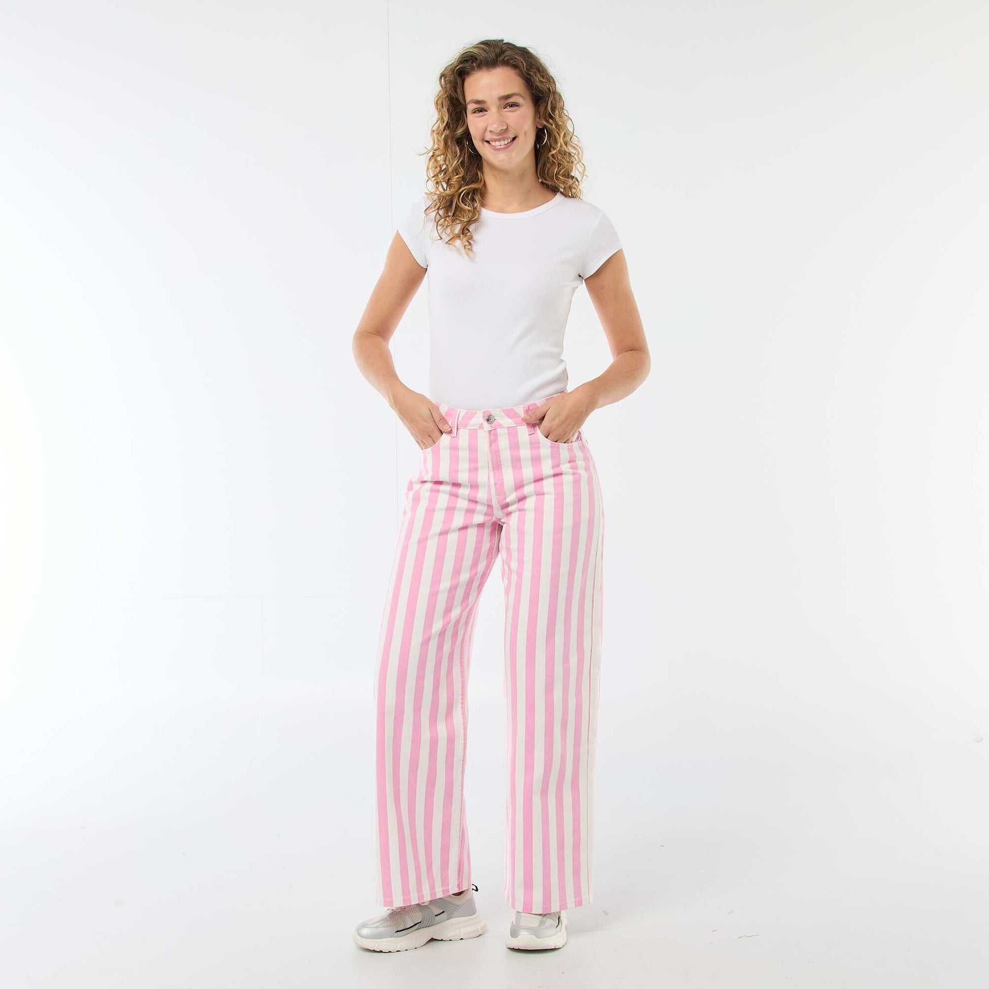 Pantalon wide leg à rayures ROSE