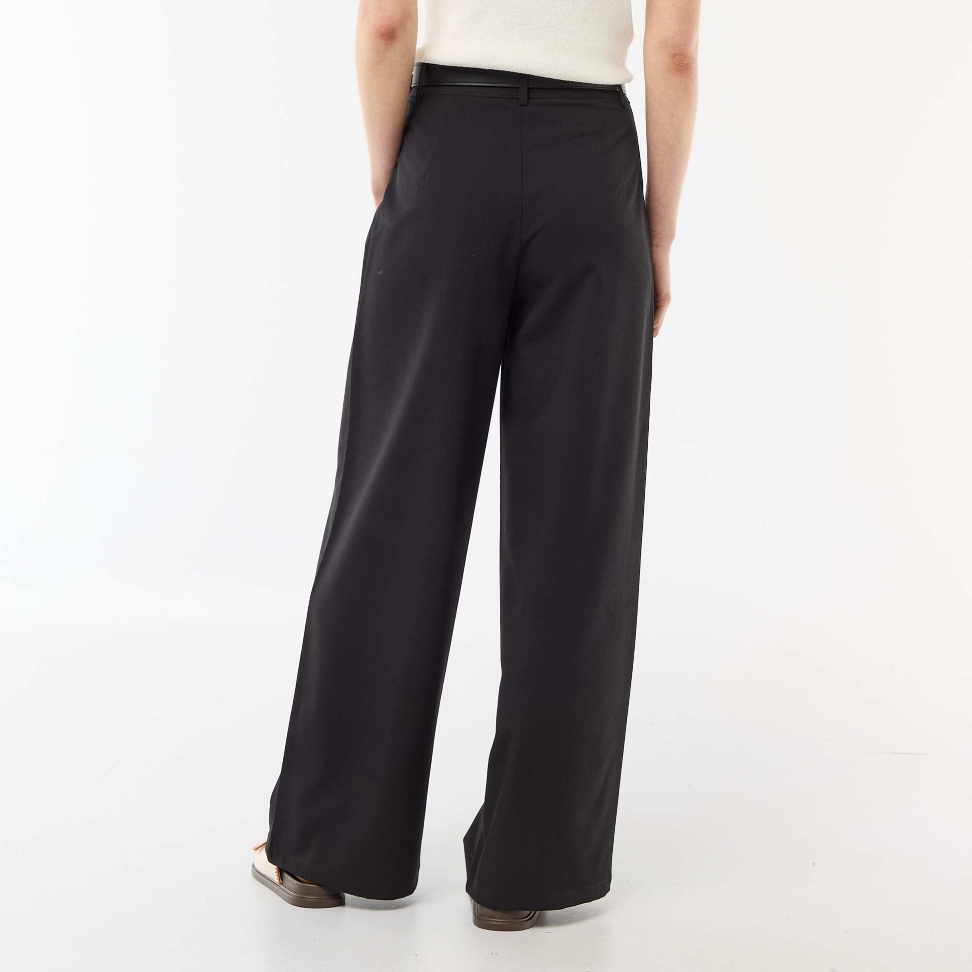 Pantalon city coupe large avec ceinture NOIR