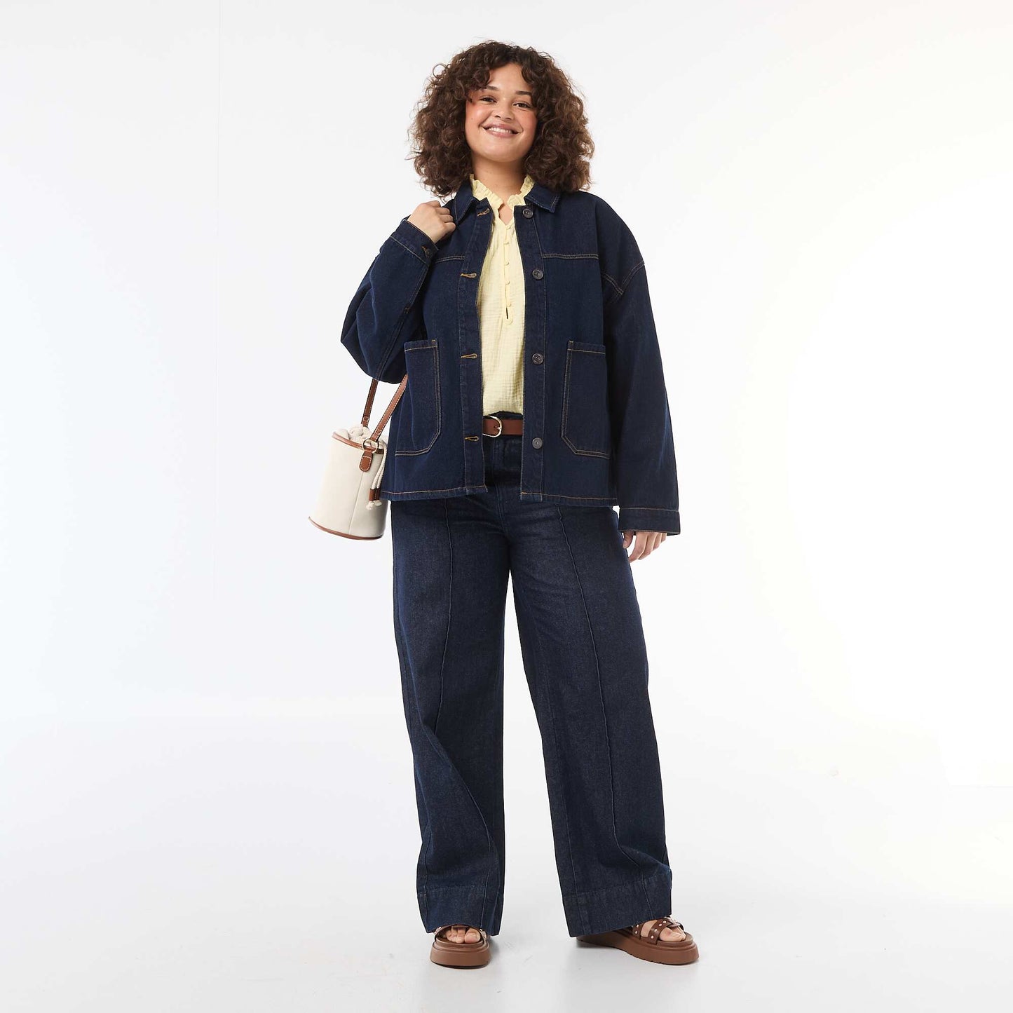 Veste longue en jean BLEU