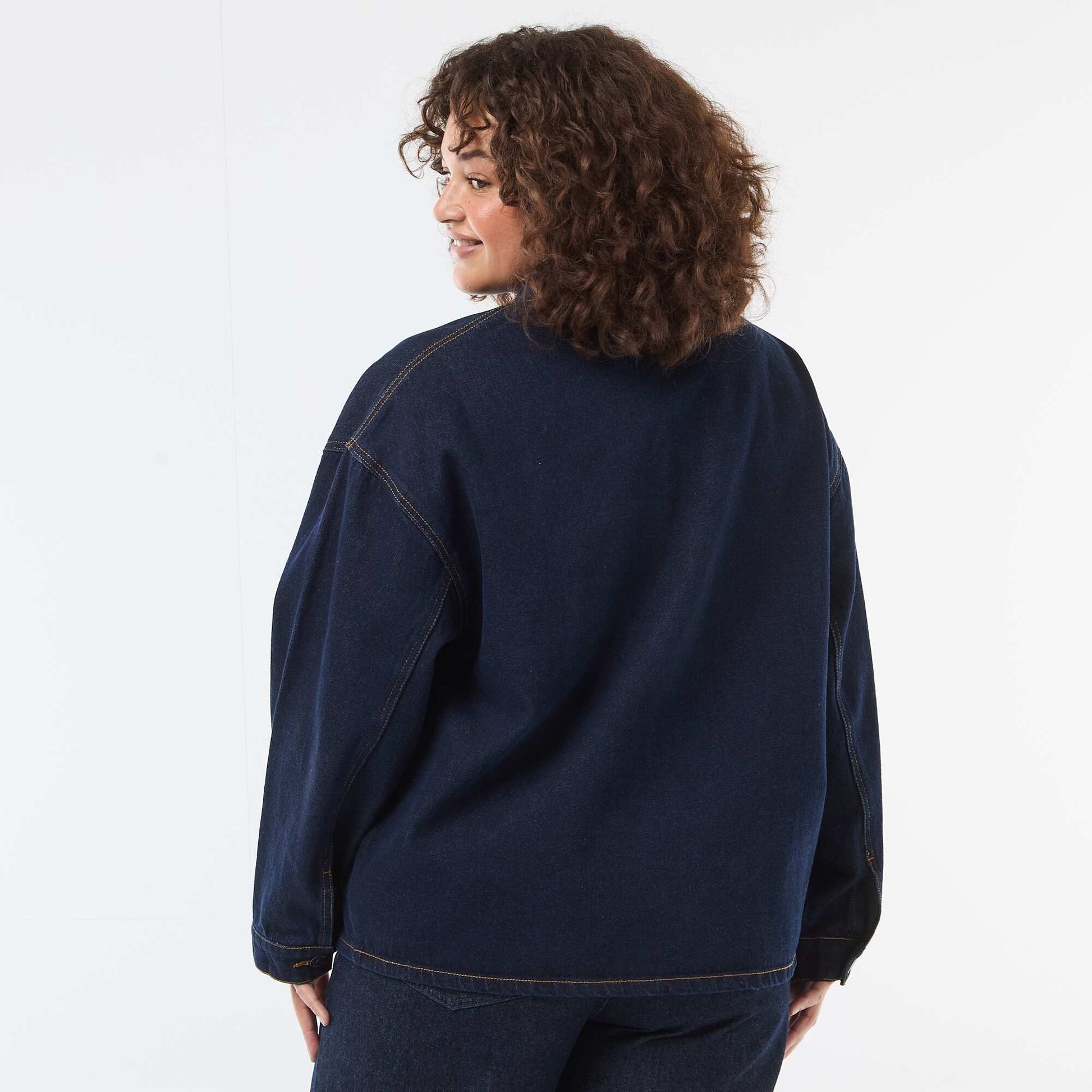 Veste longue en jean BLEU