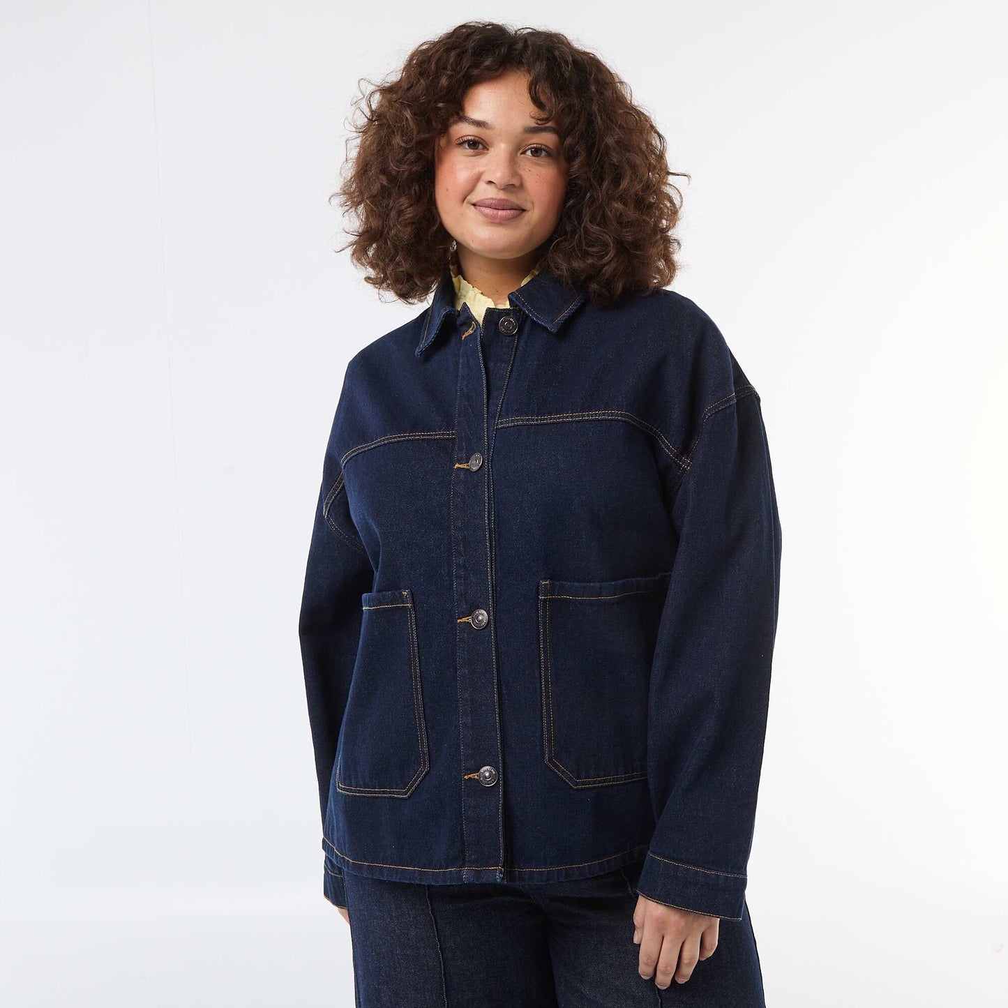 Veste longue en jean BLEU
