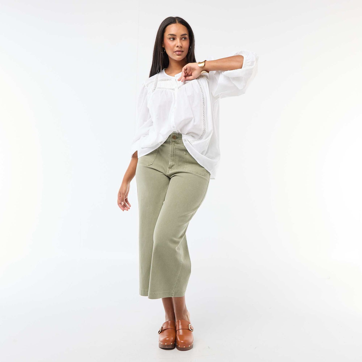 Chemise romantique en coton BLANC