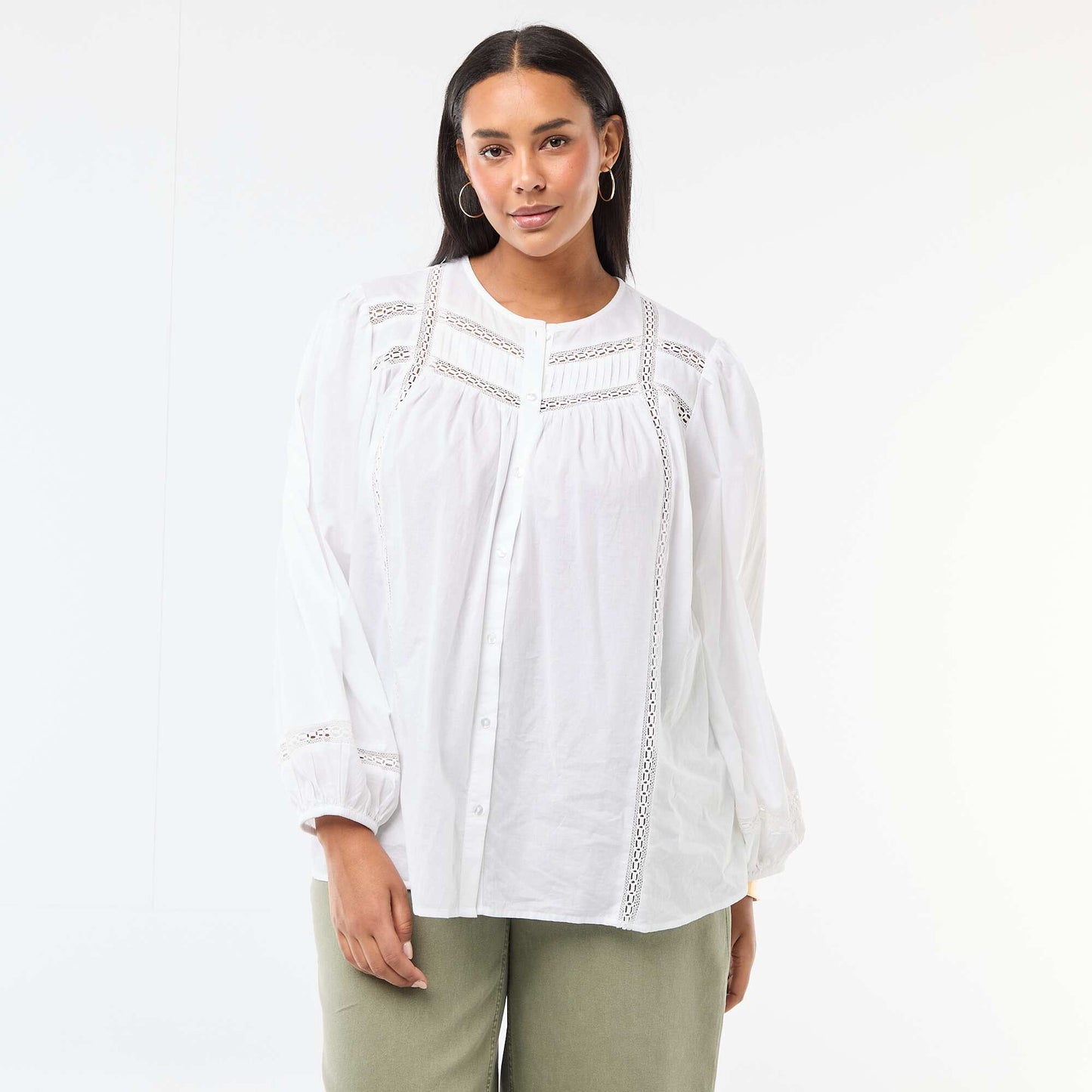 Chemise romantique en coton BLANC