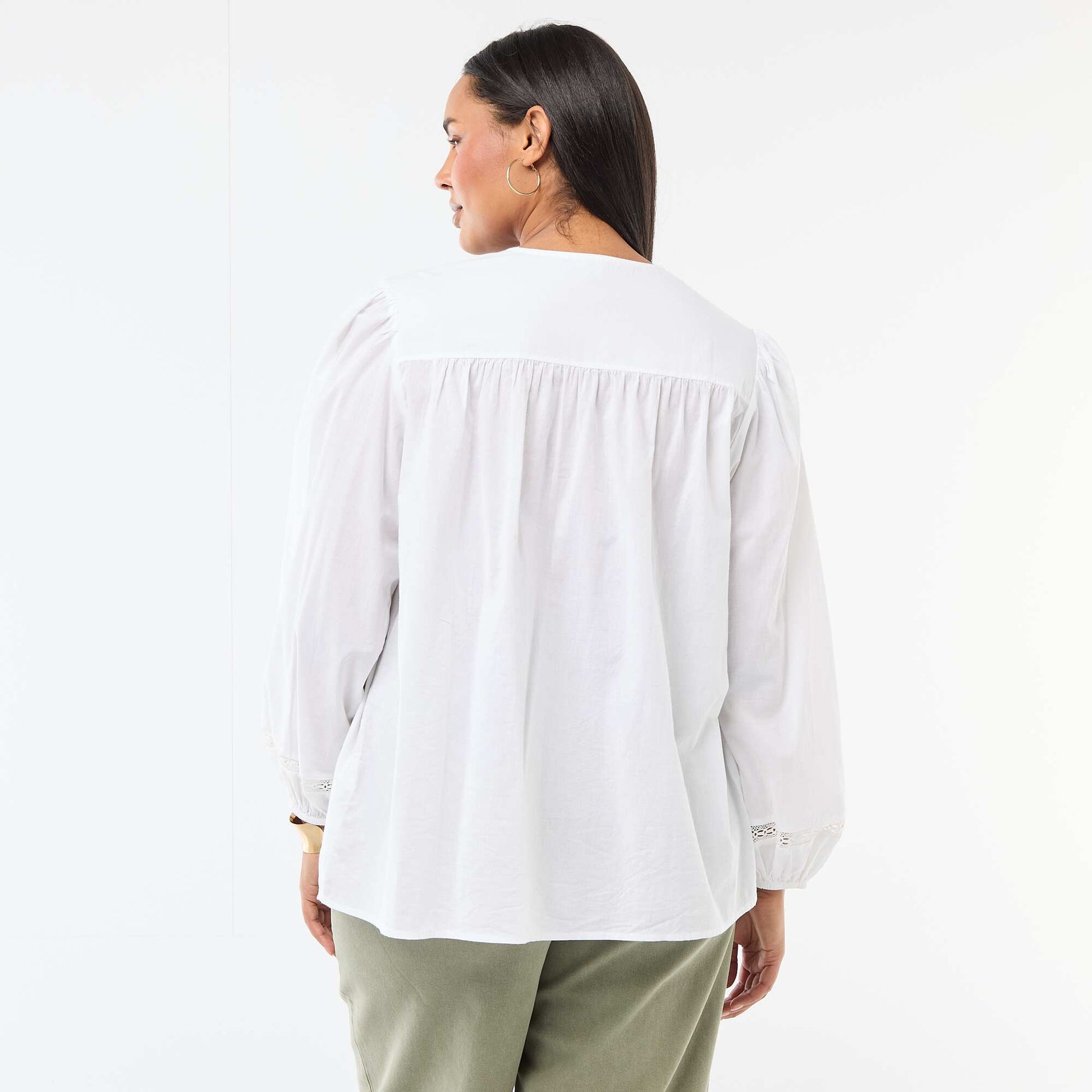 Chemise romantique en coton BLANC