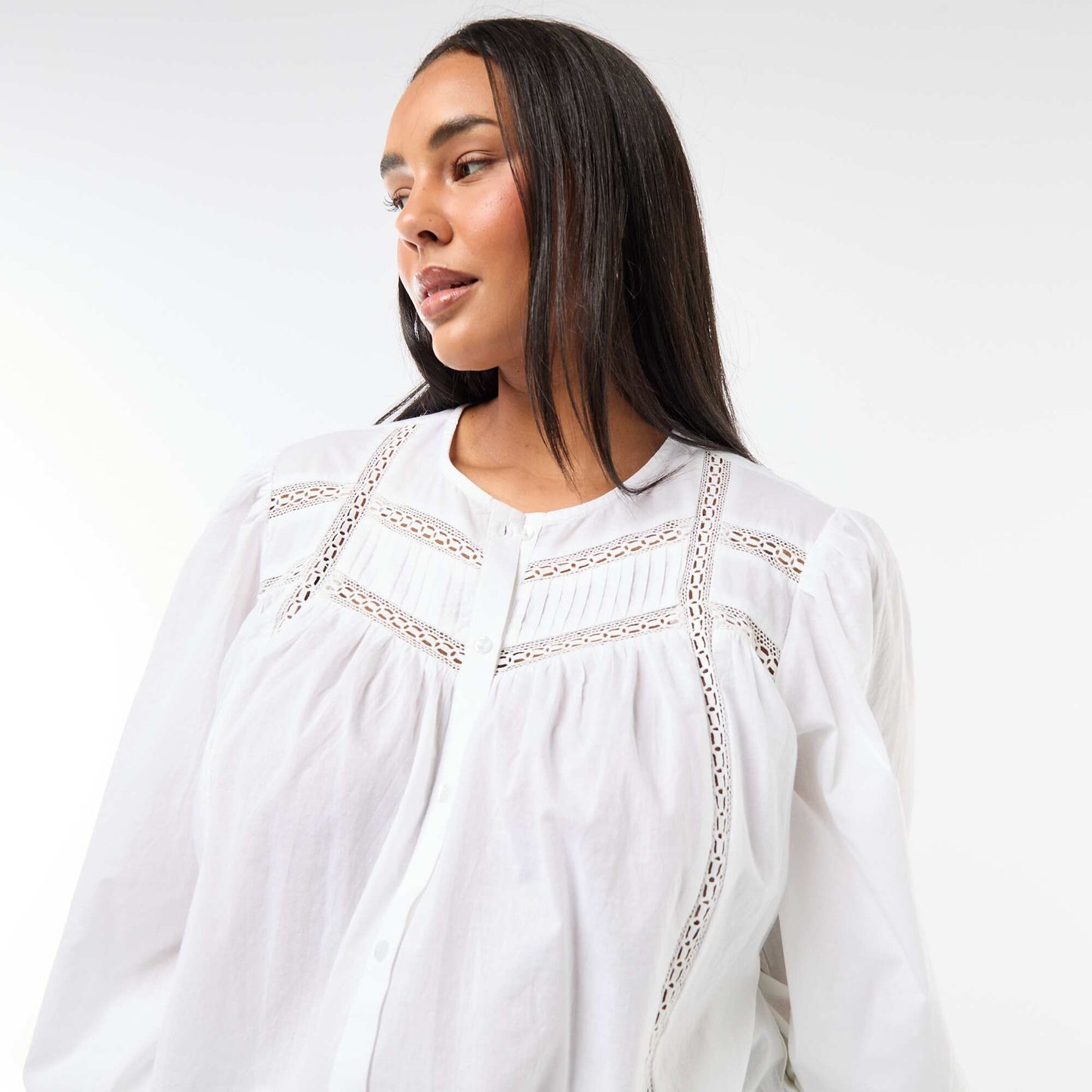 Chemise romantique en coton BLANC