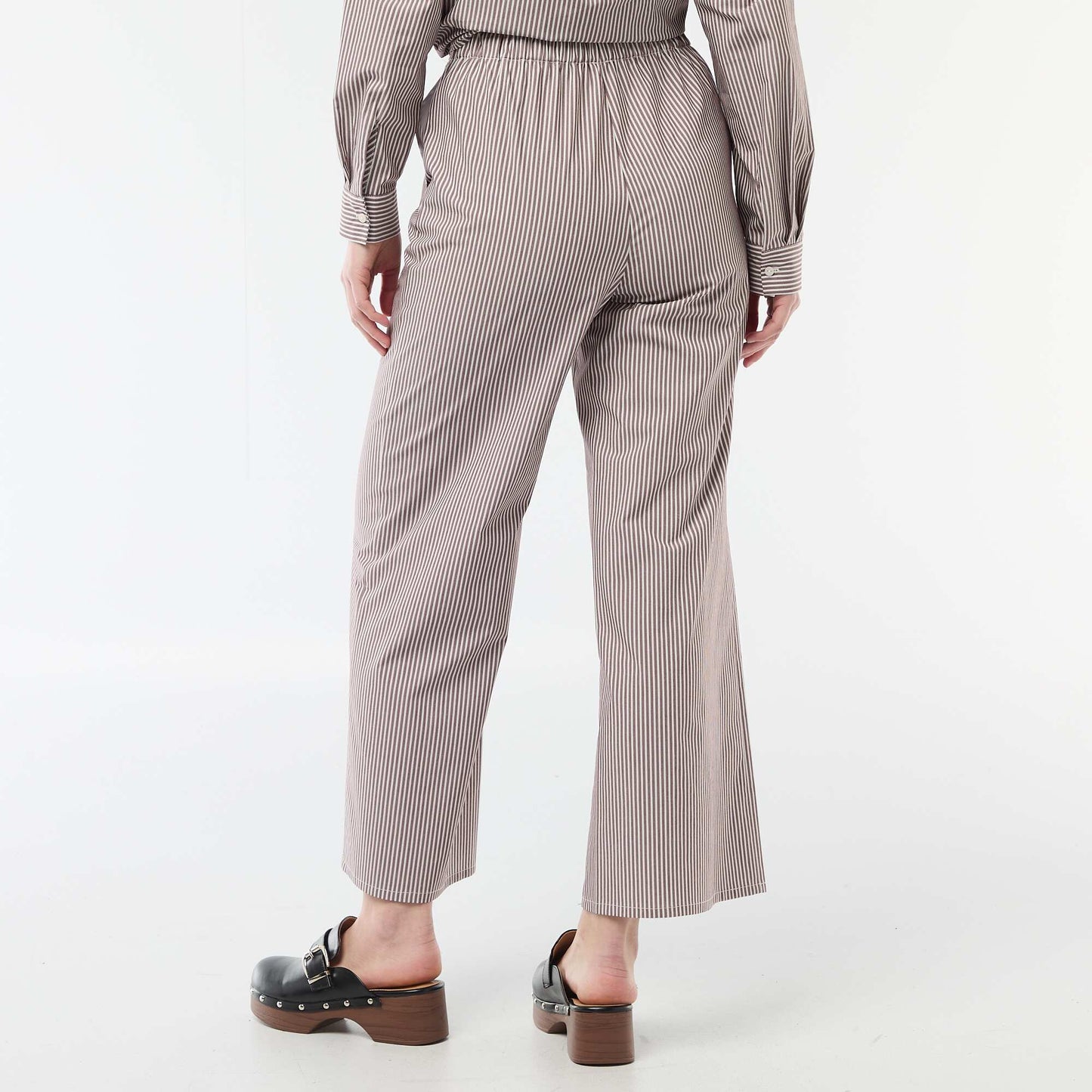Pantalon large rayé BEIGE