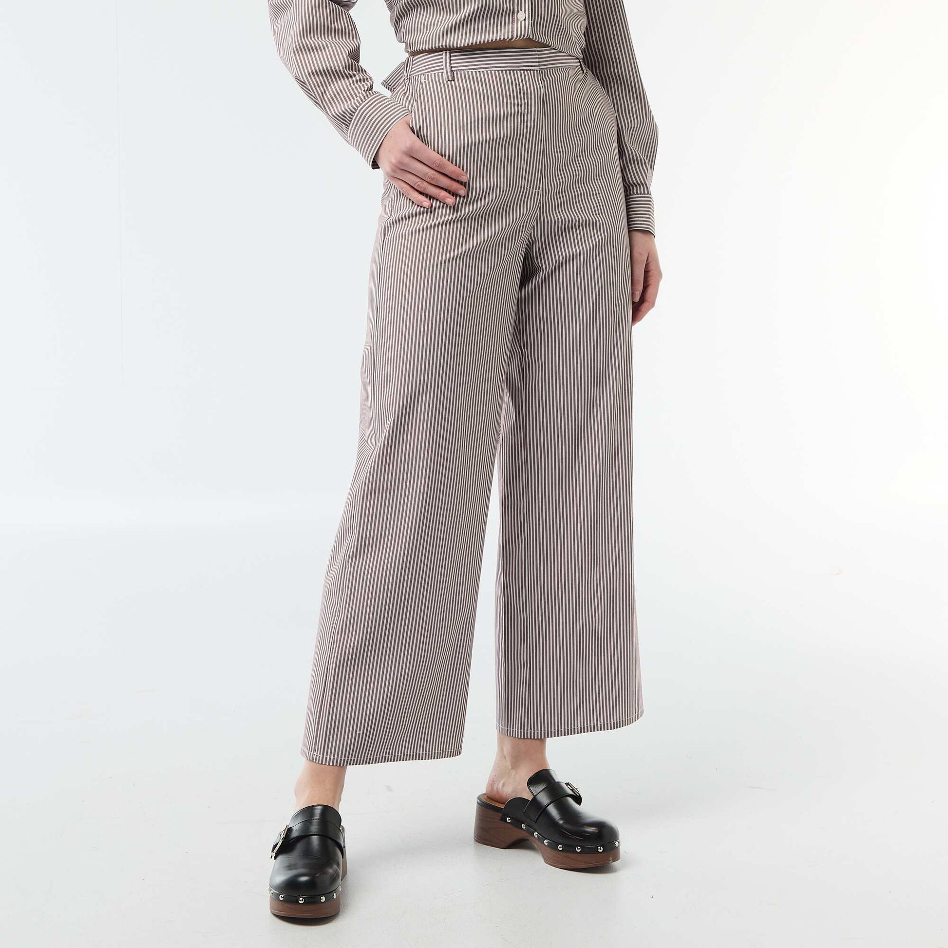 Pantalon large rayé BEIGE
