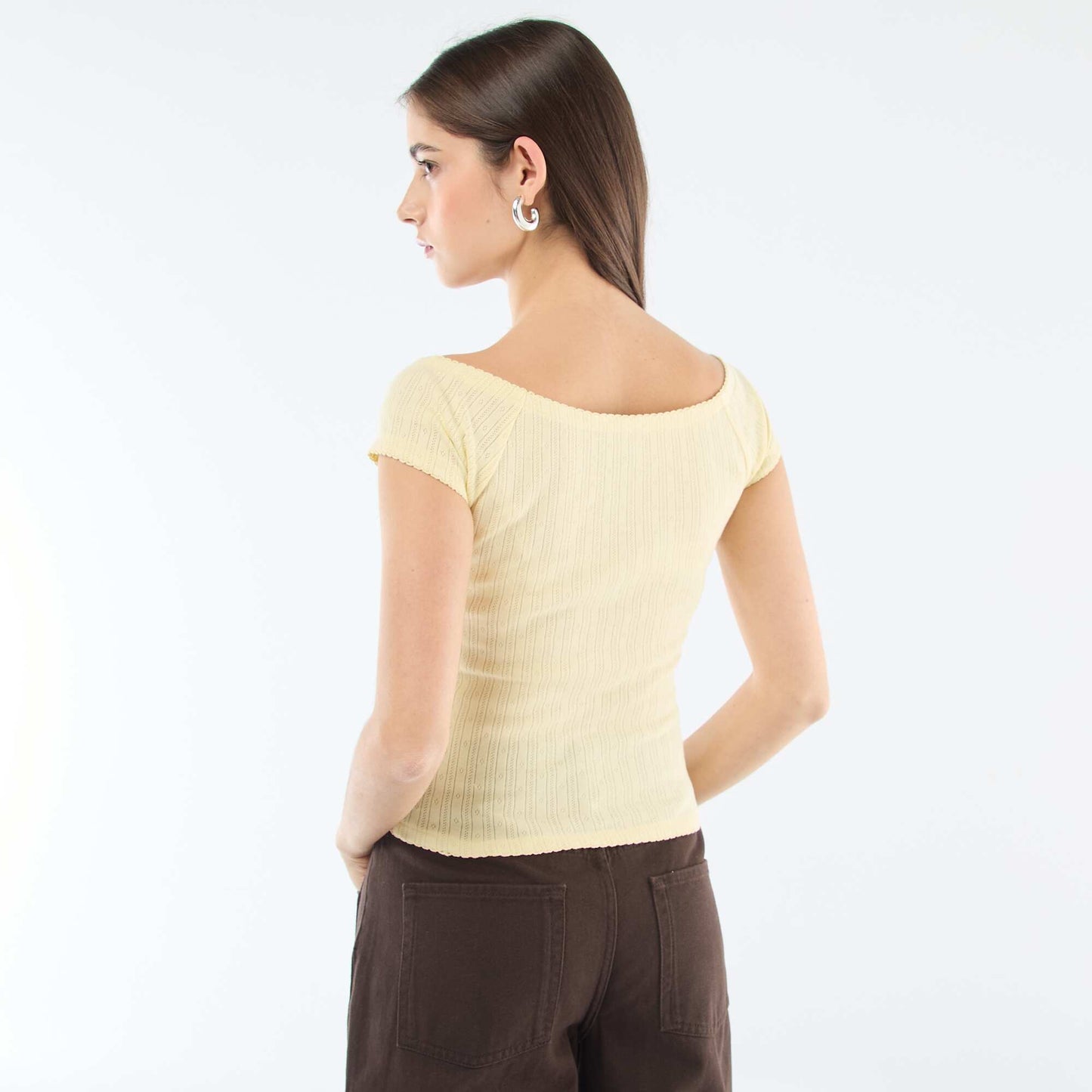 T-shirt en maille pointelle JAUNE