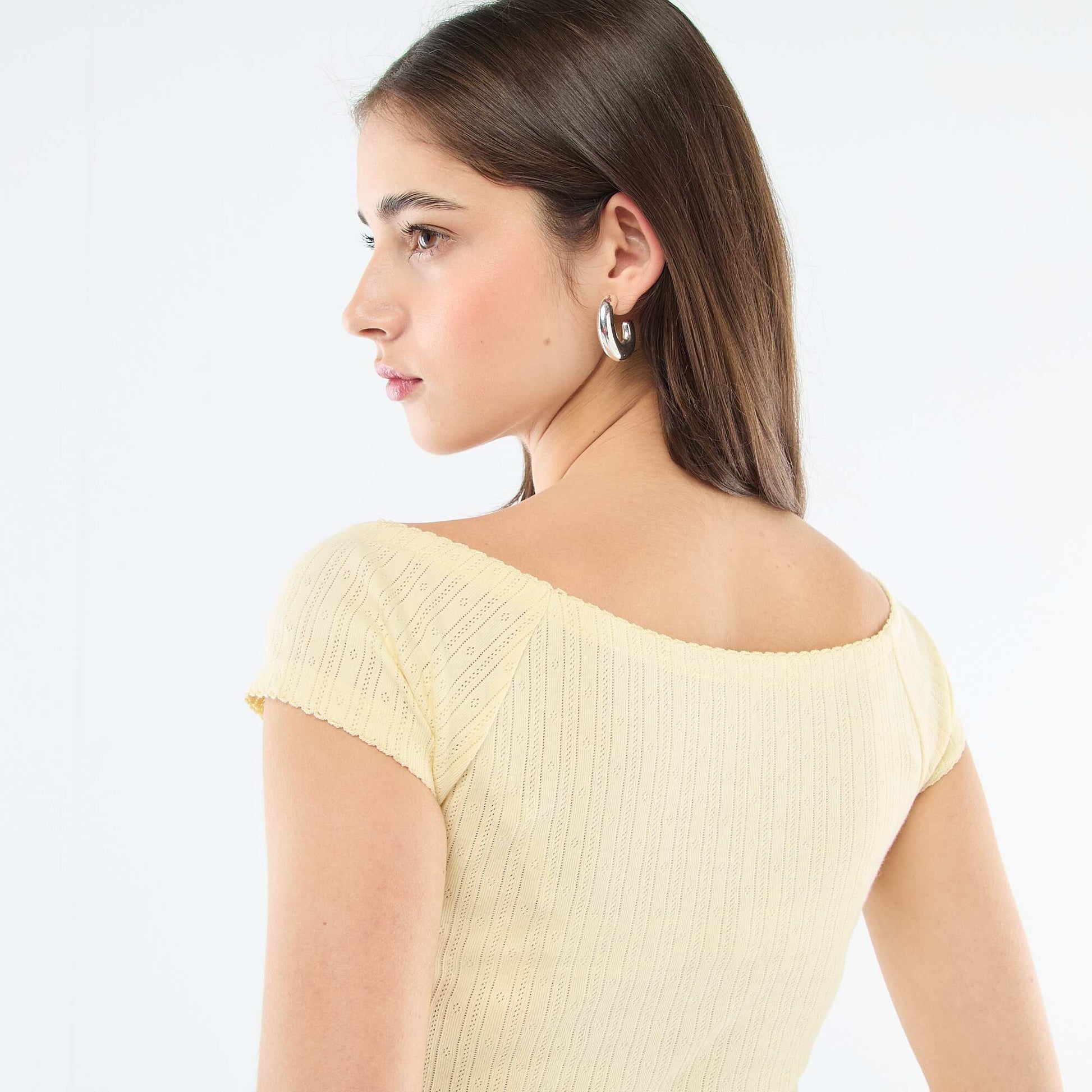 T-shirt en maille pointelle JAUNE