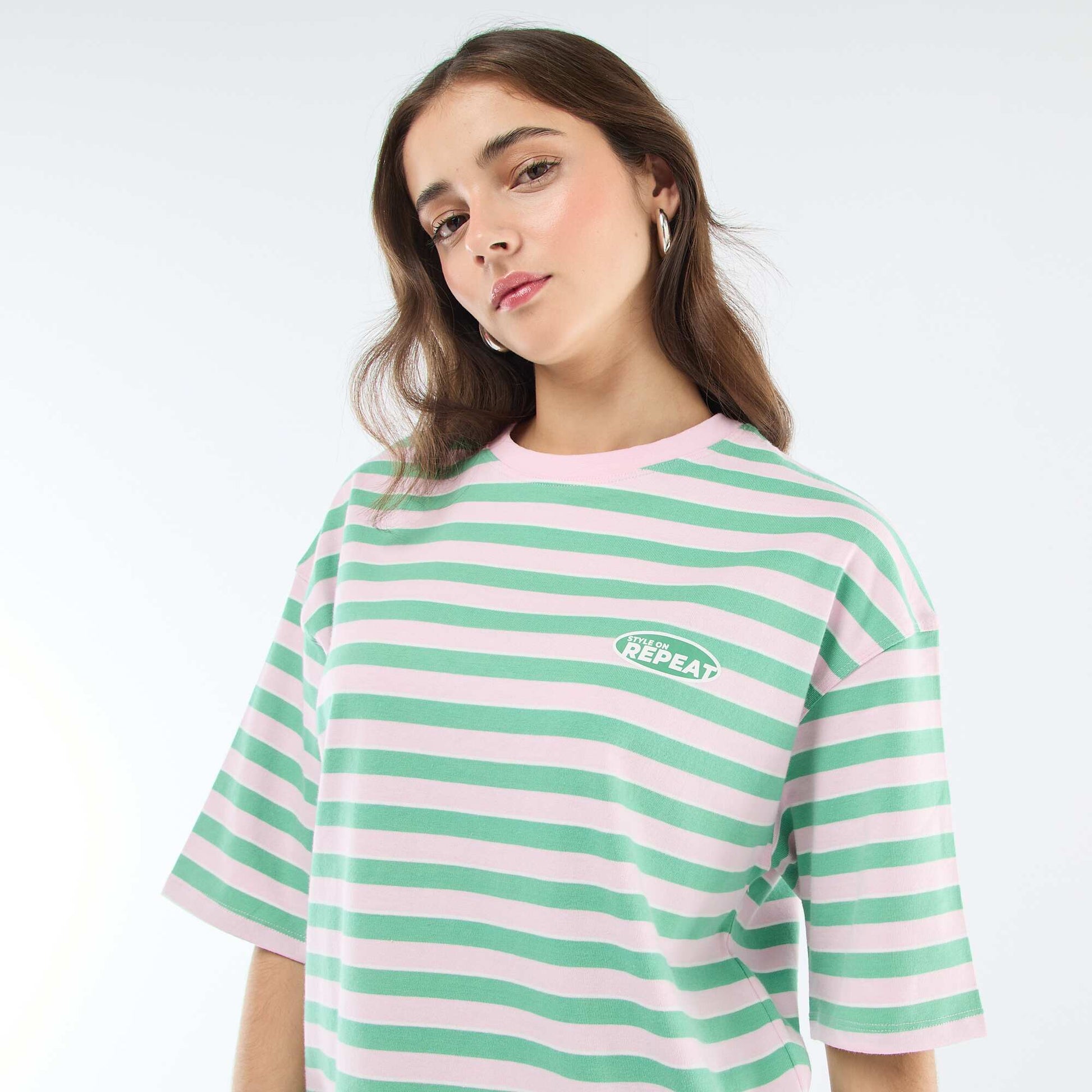 T-shirt à rayures large ROSE