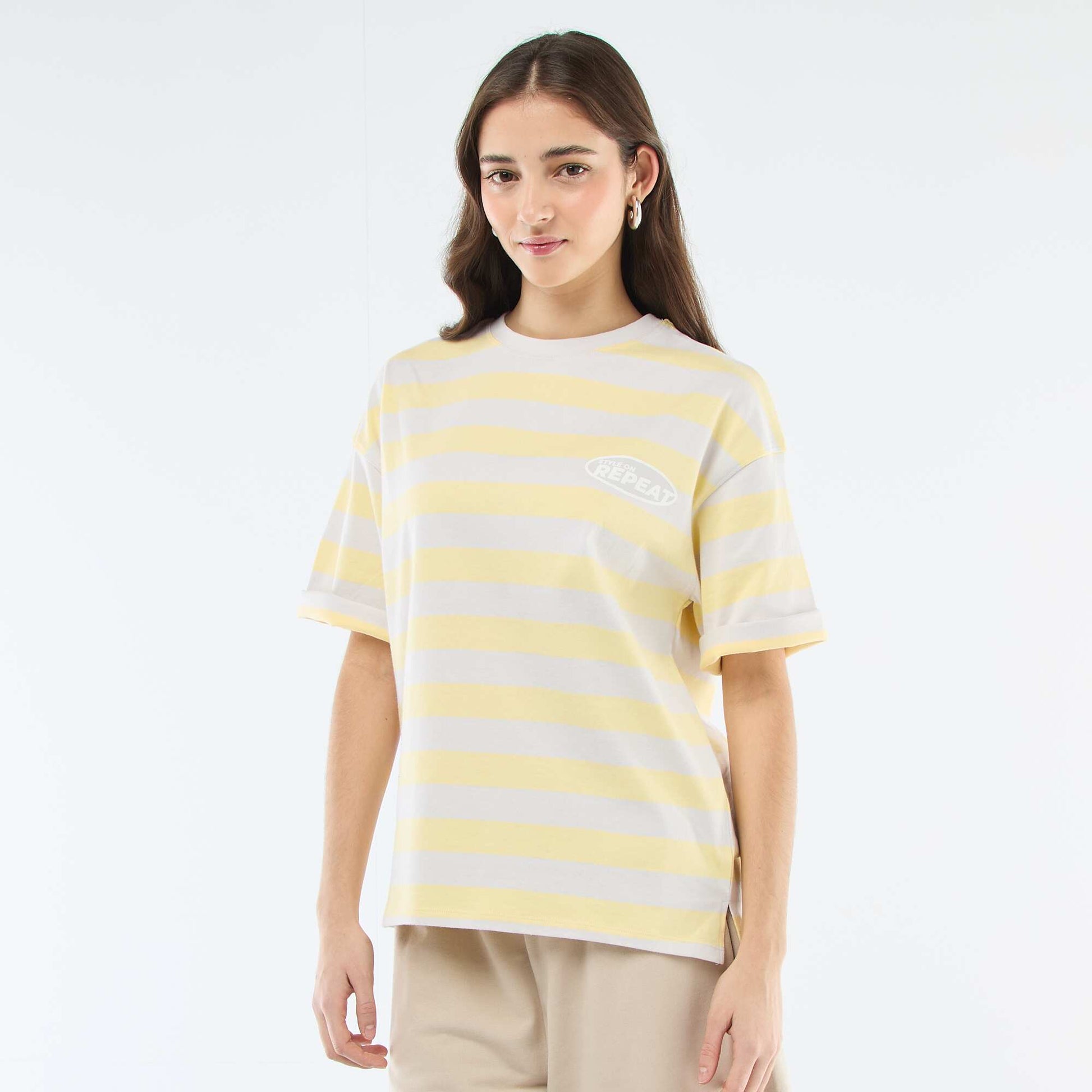 T-shirt à rayures large JAUNE