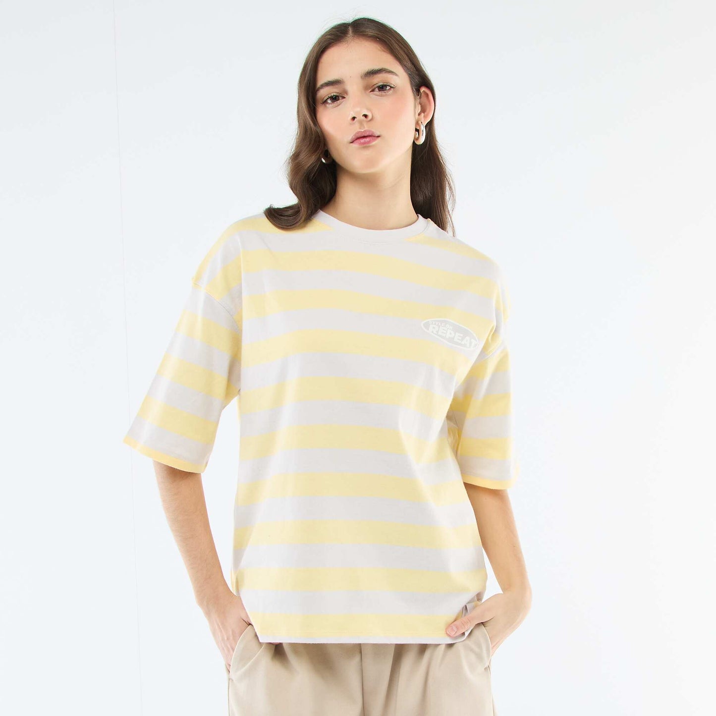 T-shirt à rayures large JAUNE