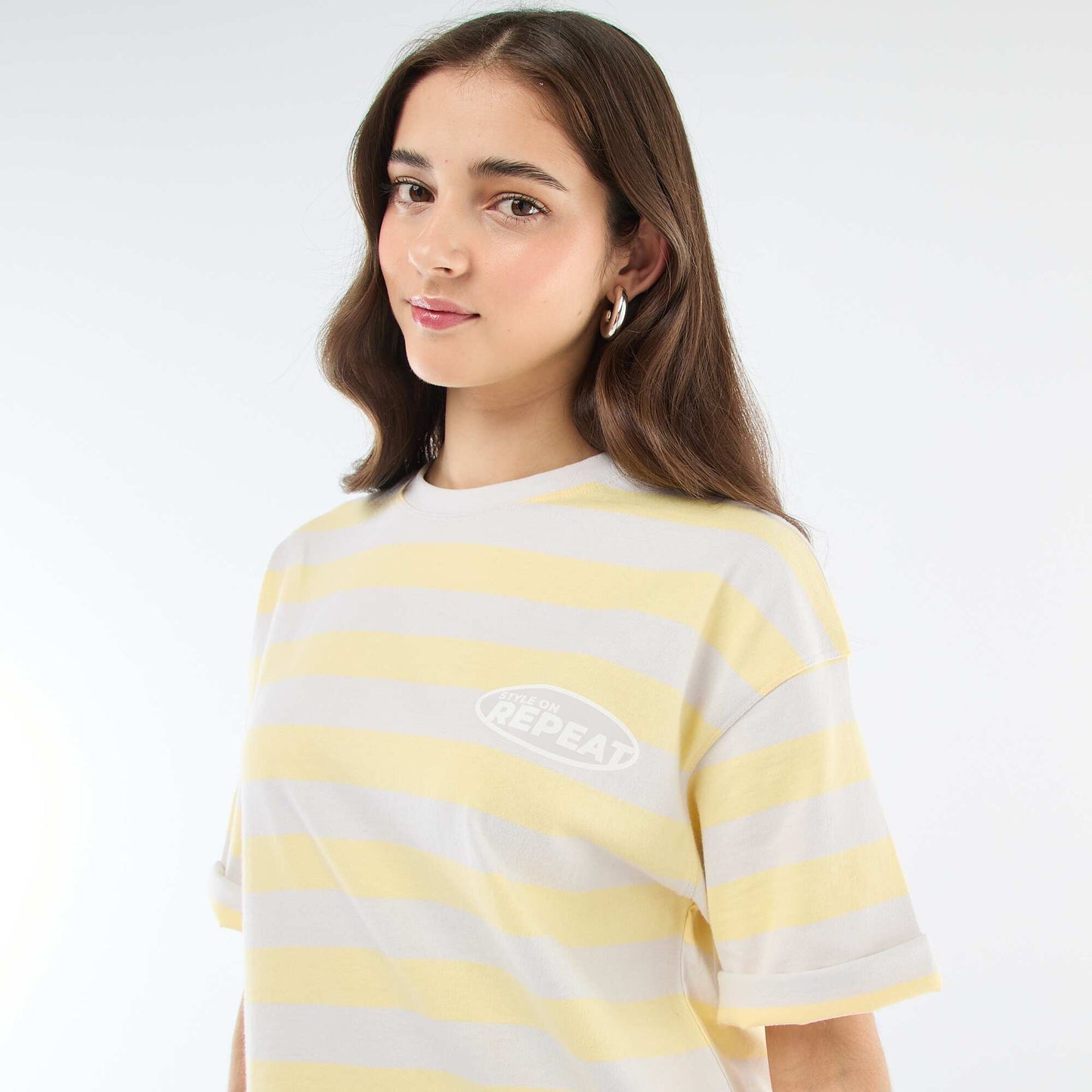 T-shirt à rayures large JAUNE