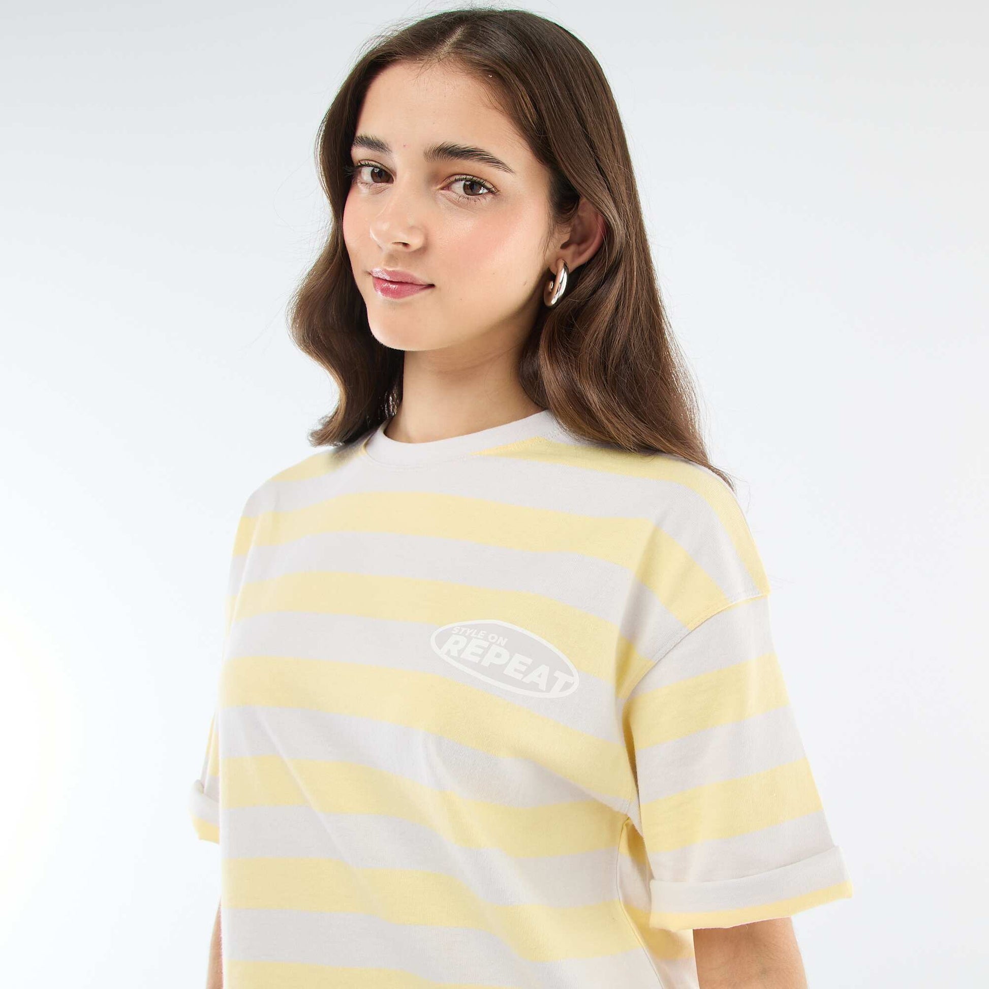 T-shirt à rayures large JAUNE