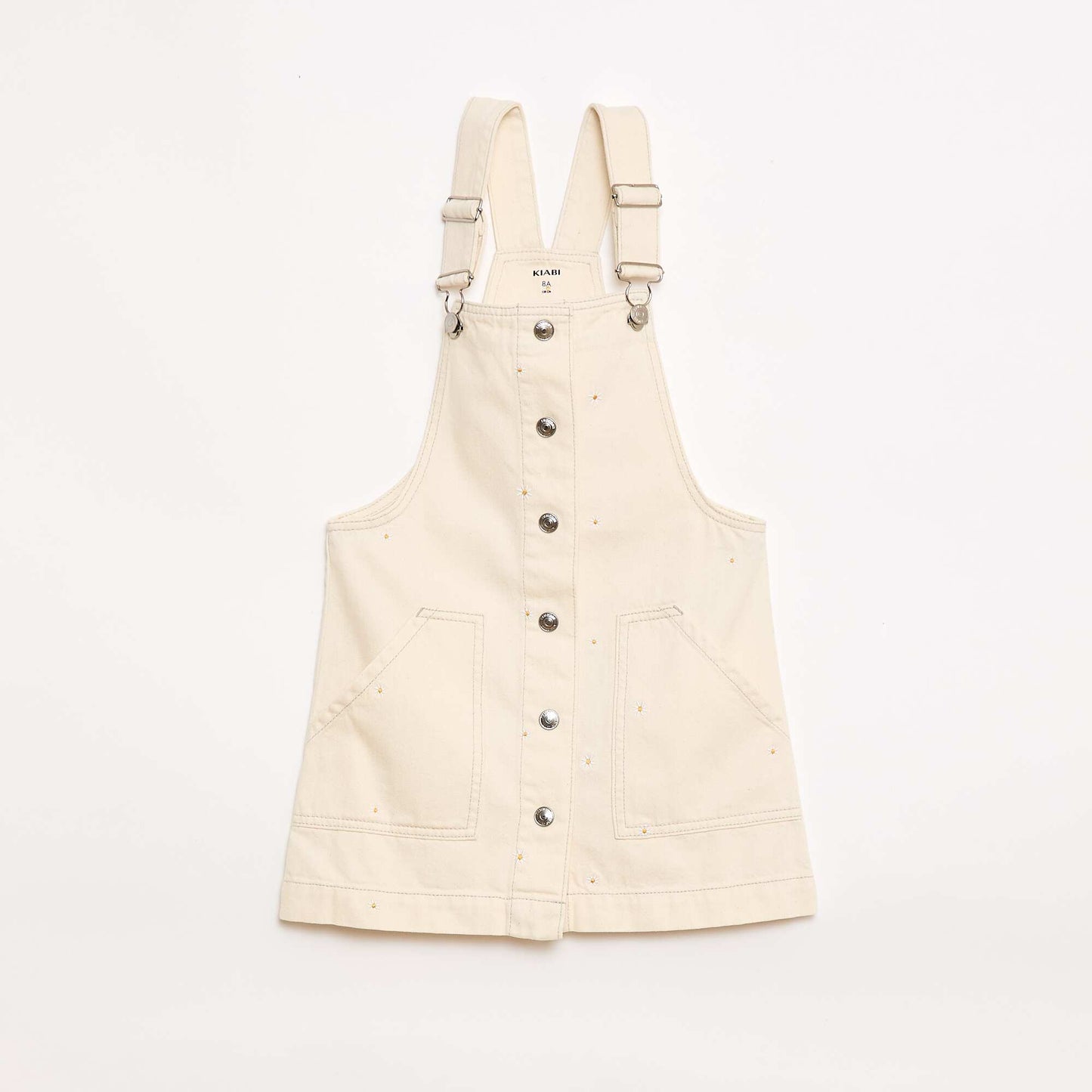 Salopette short avec fleurs brodées BEIGE