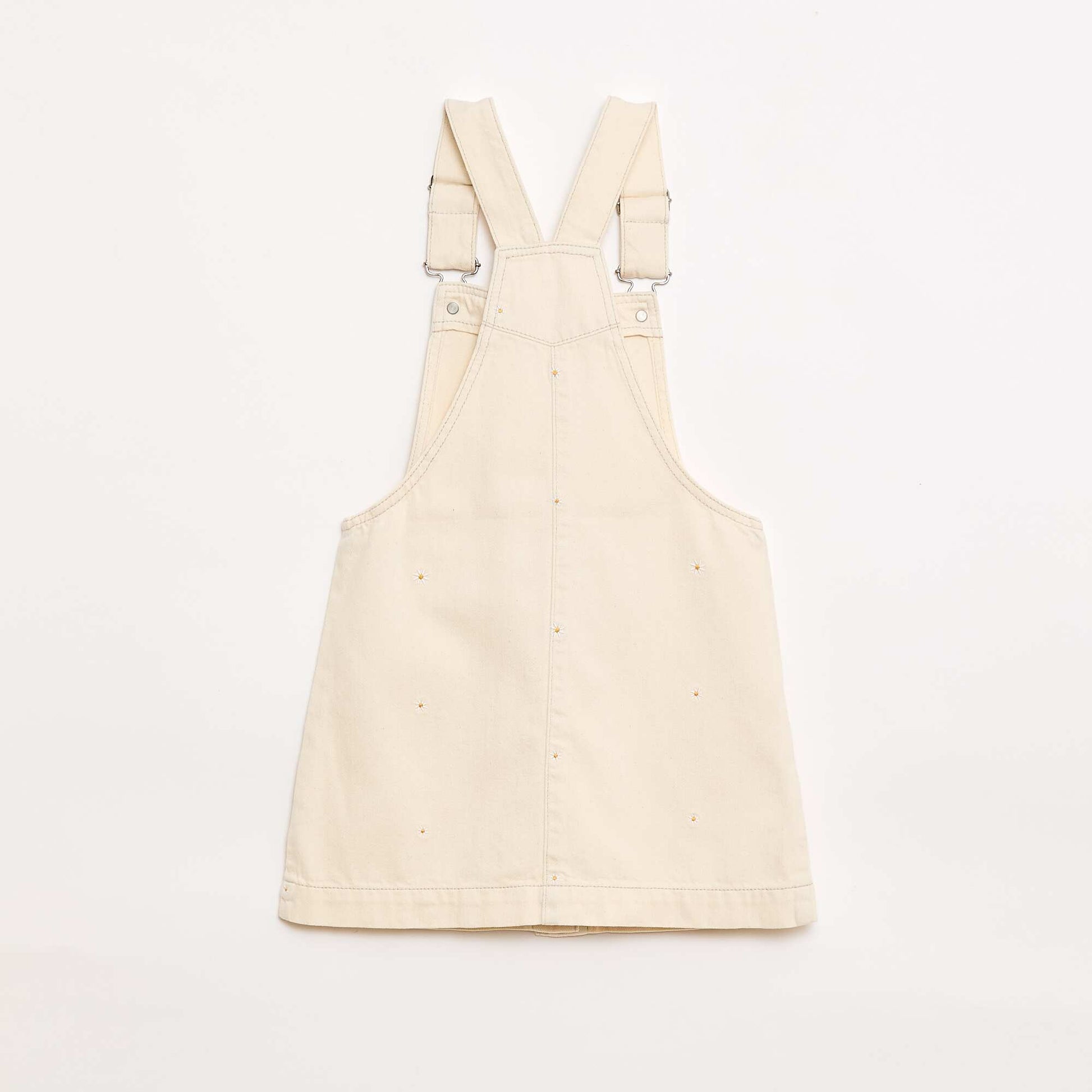 Salopette short avec fleurs brodées BEIGE