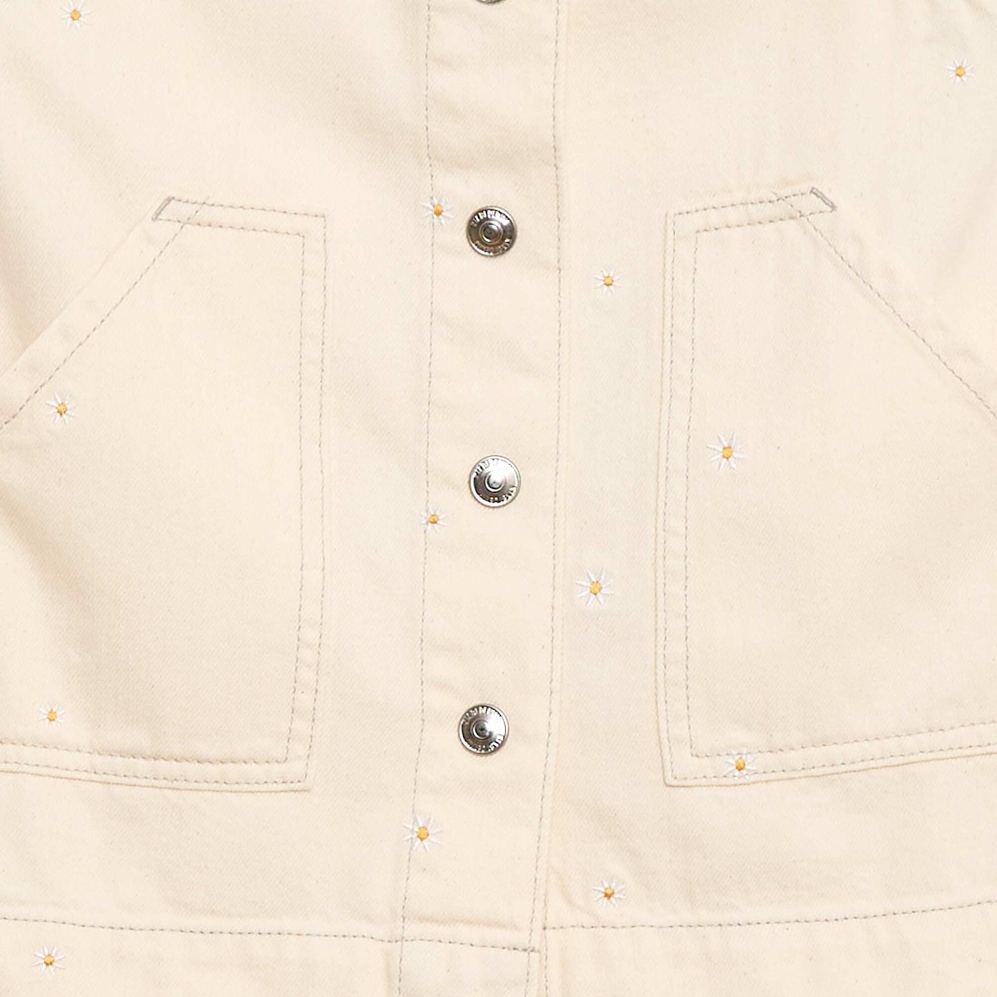 Salopette short avec fleurs brodées BEIGE