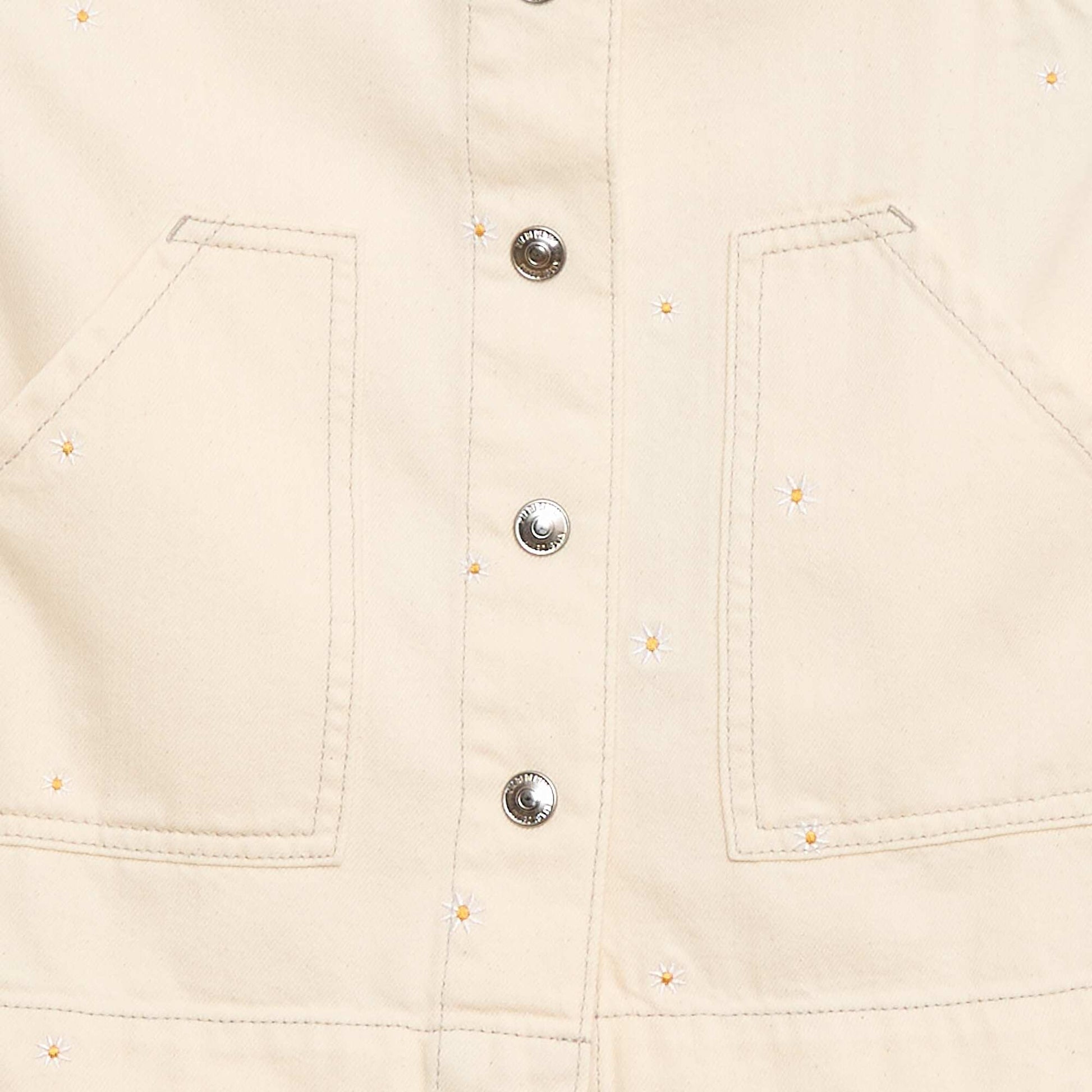 Salopette short avec fleurs brodées BEIGE