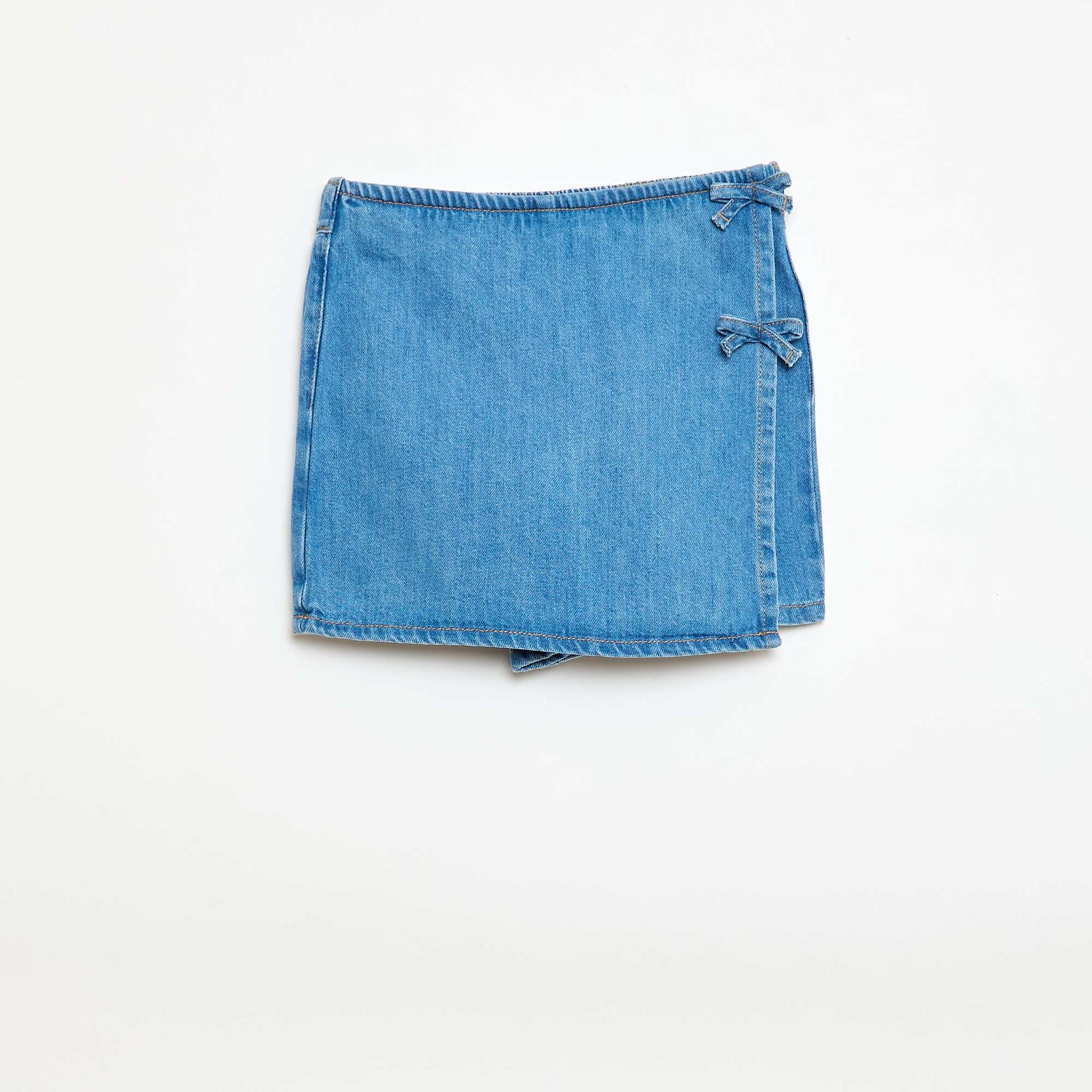 Jupe short courte en jean avec nœuds BLEU