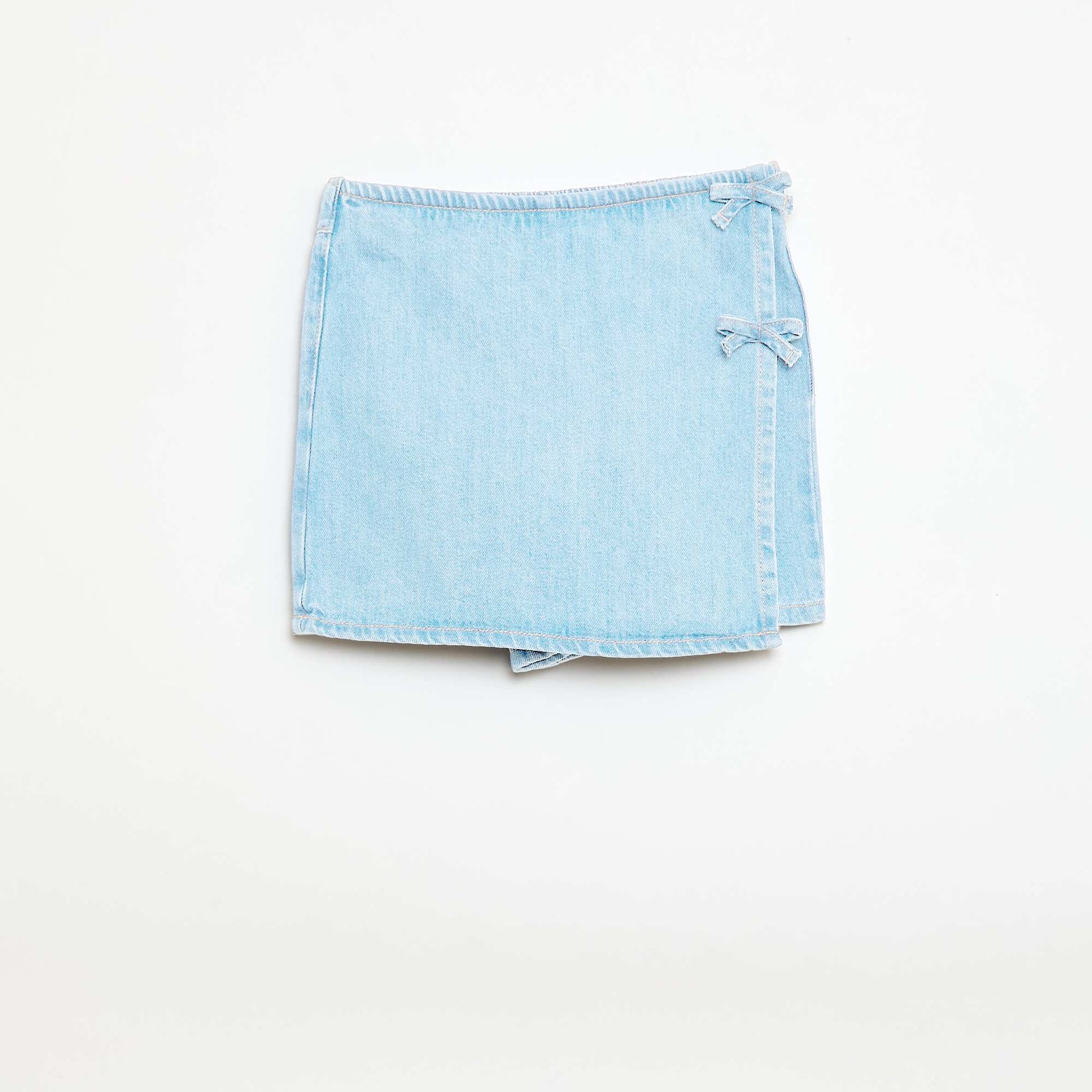 Jupe short courte en jean avec nœuds BLEU