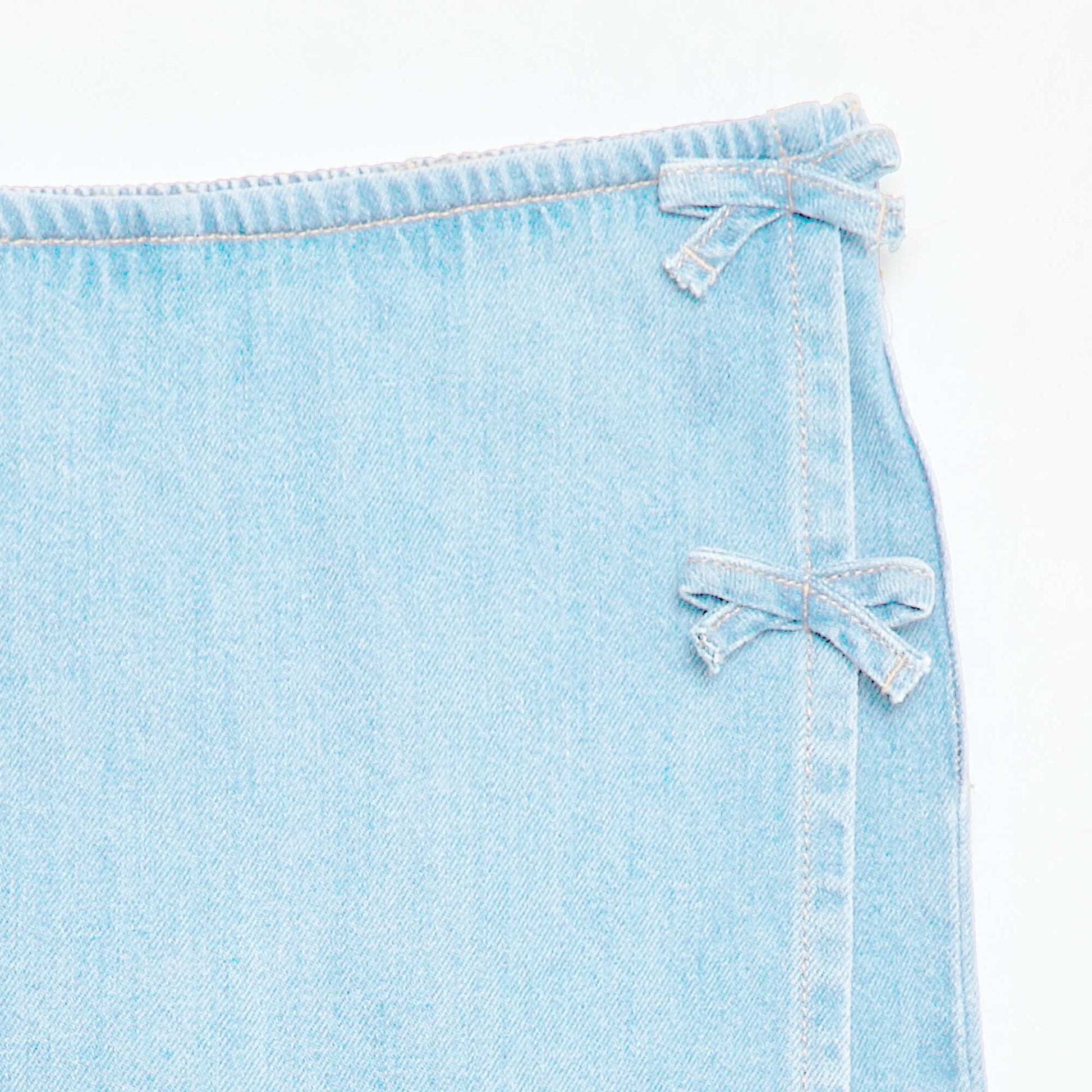Jupe short courte en jean avec nœuds BLEU