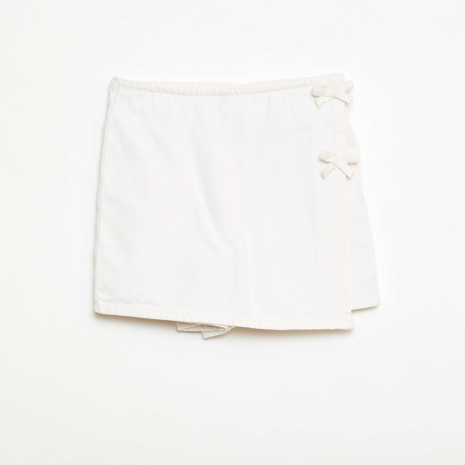 Jupe short courte en jean avec nœuds BLANC