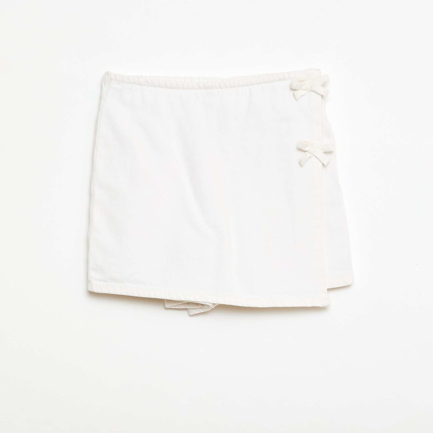 Jupe short courte en jean avec nœuds BLANC