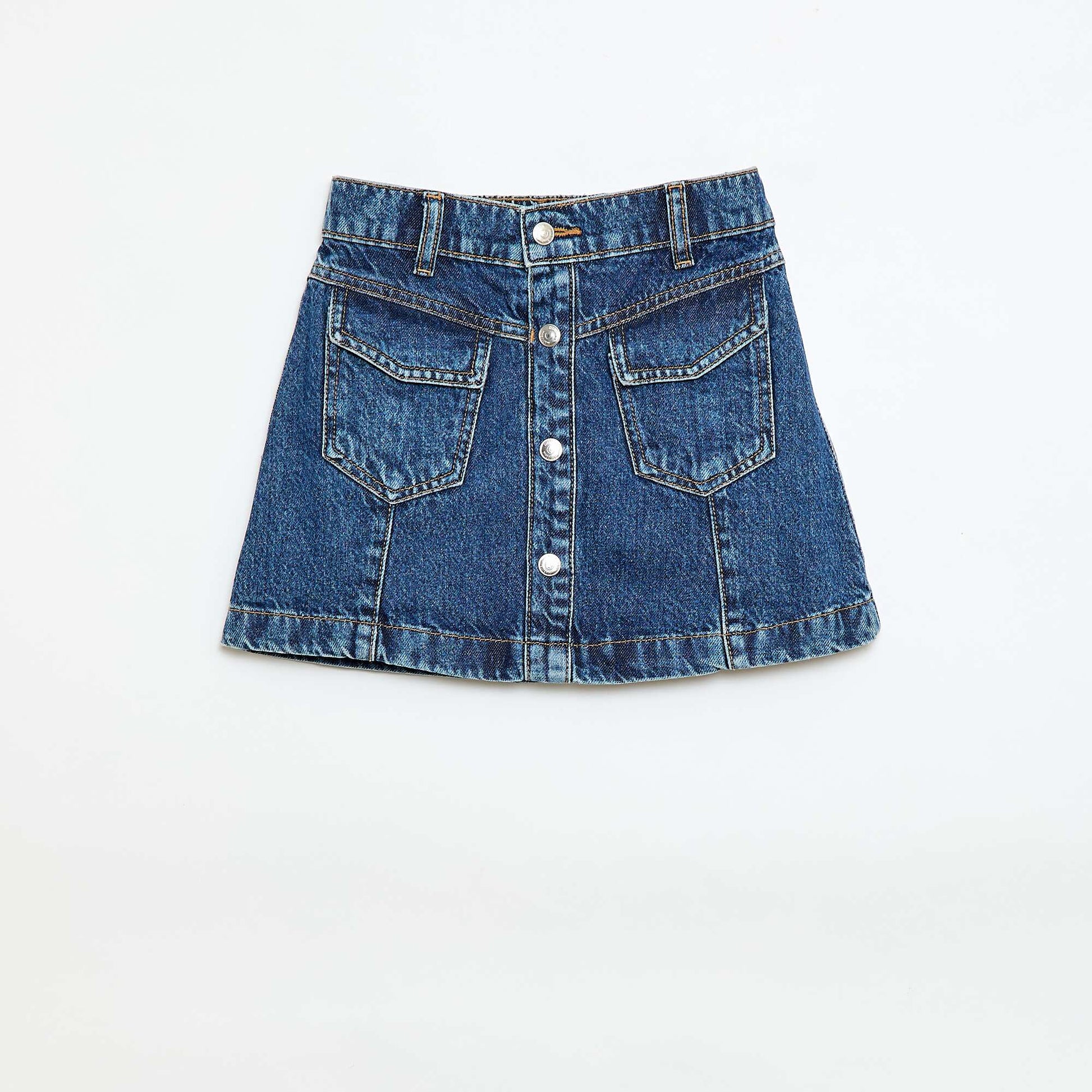 Jupe en denim boutonnée BLEU