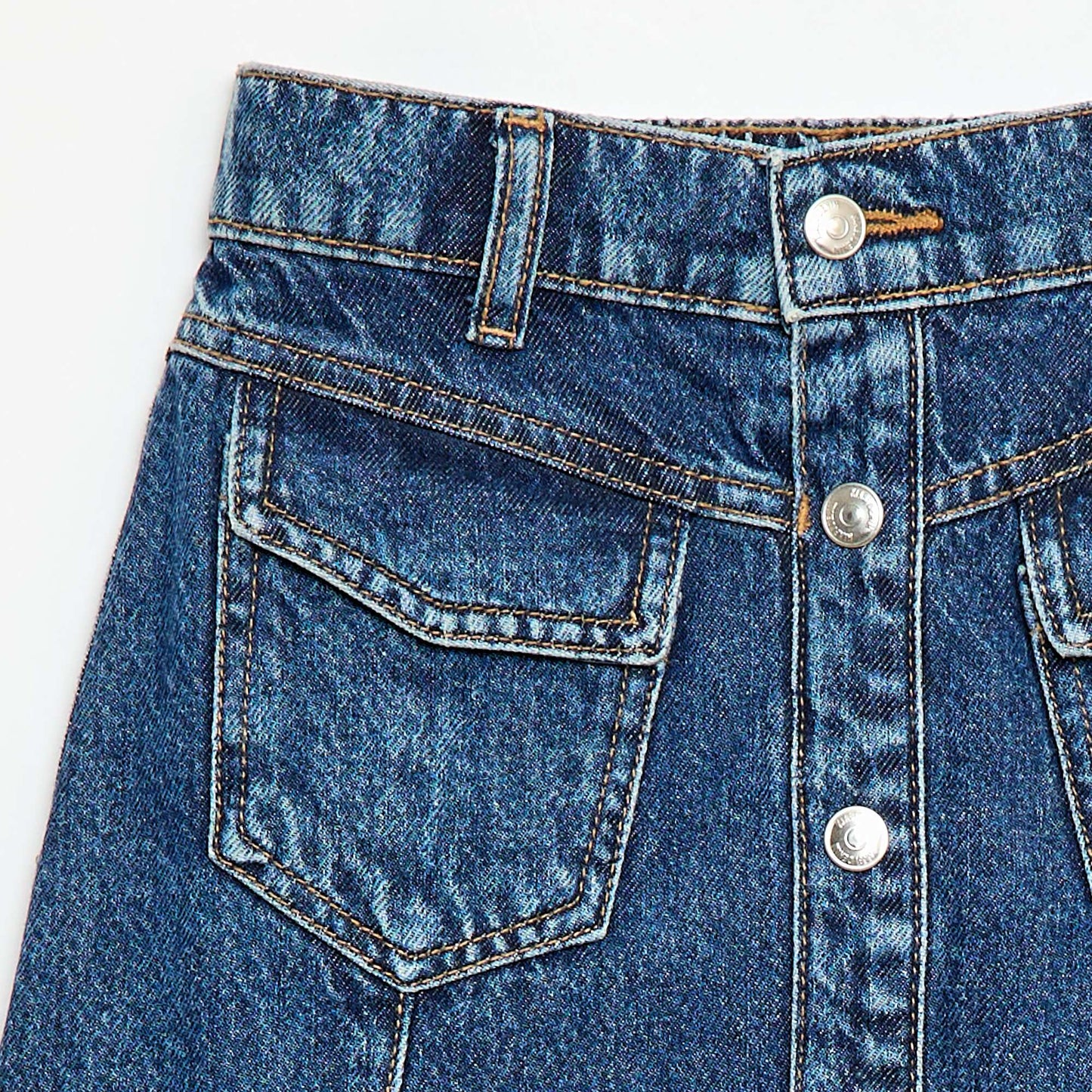 Jupe en denim boutonnée BLEU