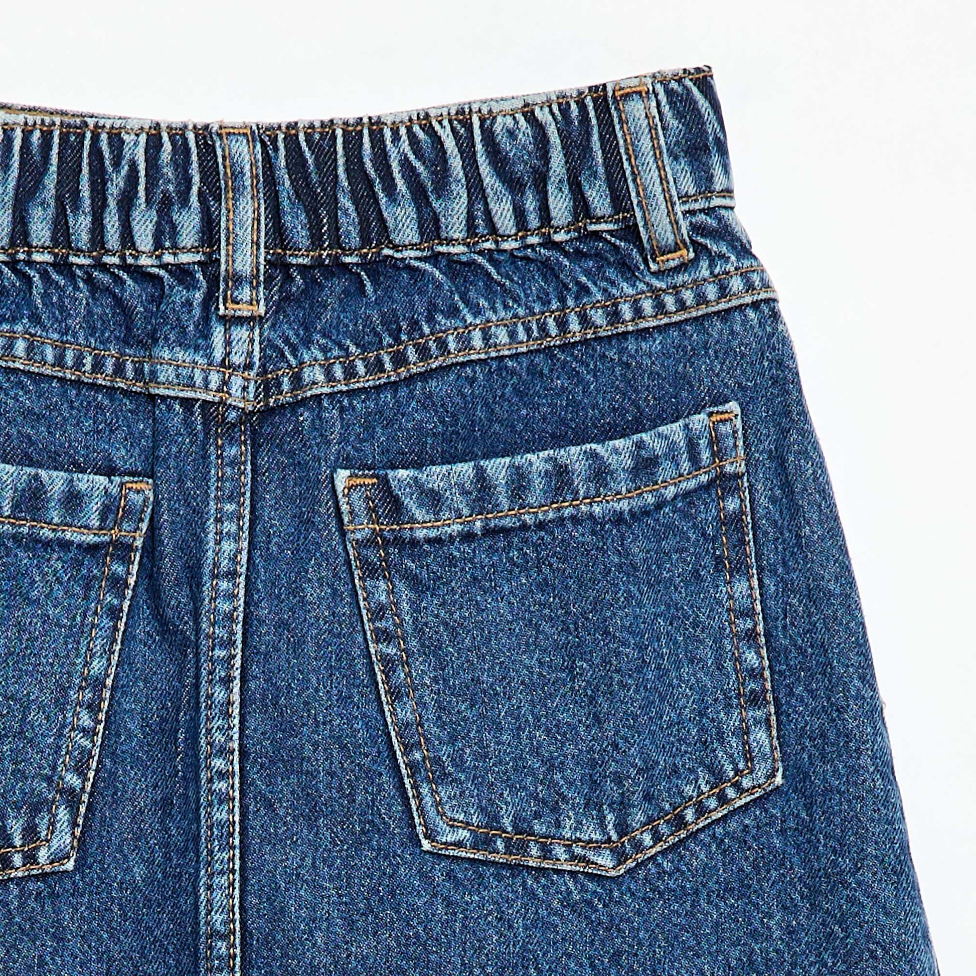 Jupe en denim boutonnée BLEU