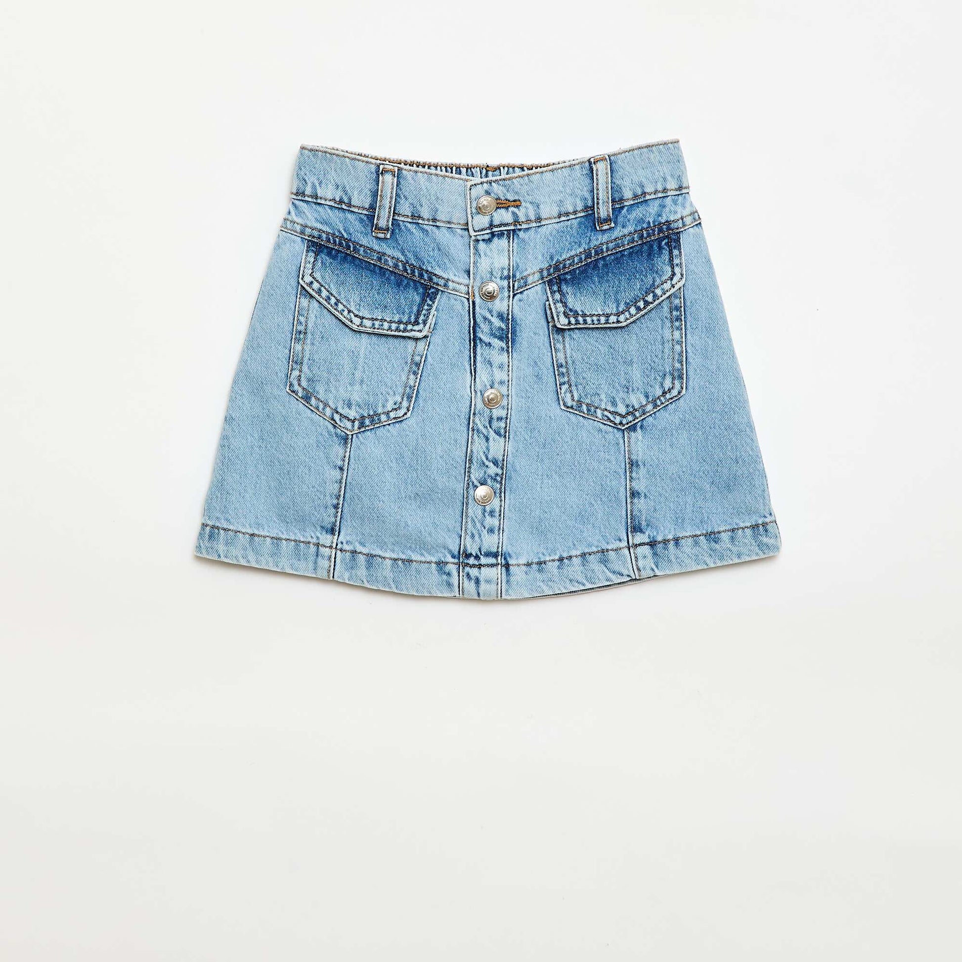 Jupe en denim boutonnée BLEU