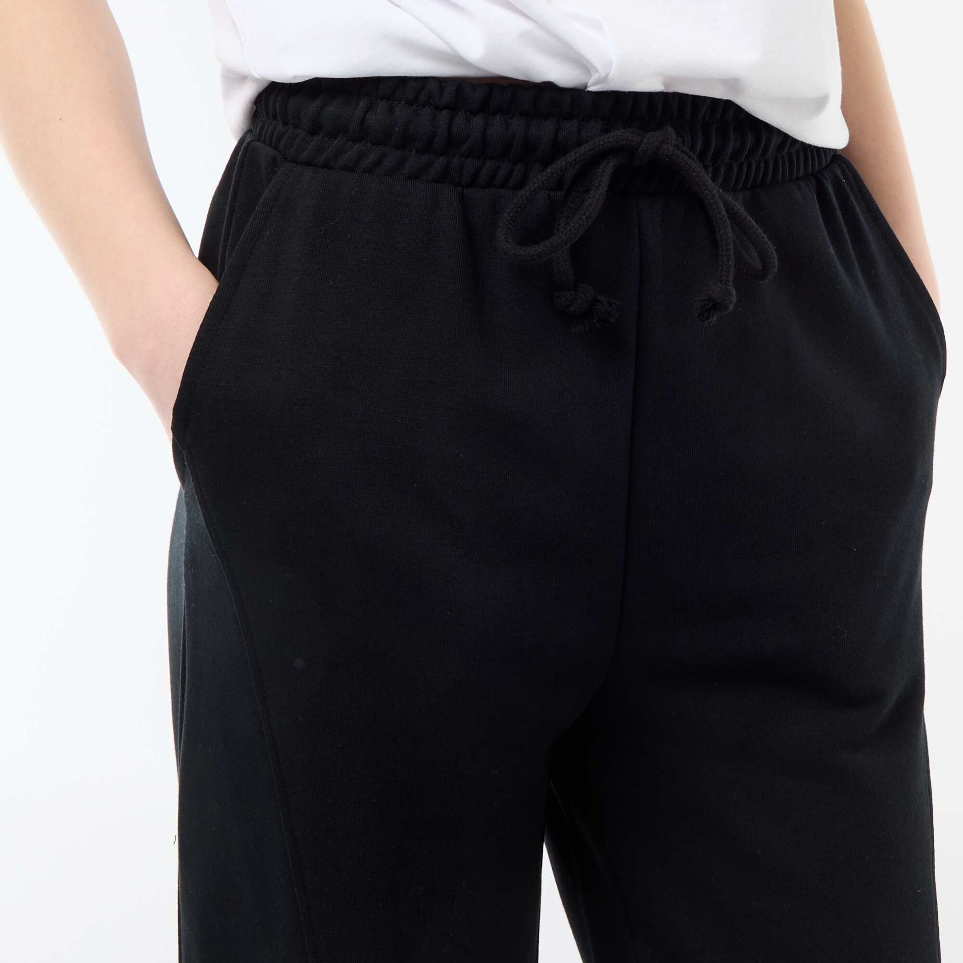 Jogging forme barrel en coton uni NOIR